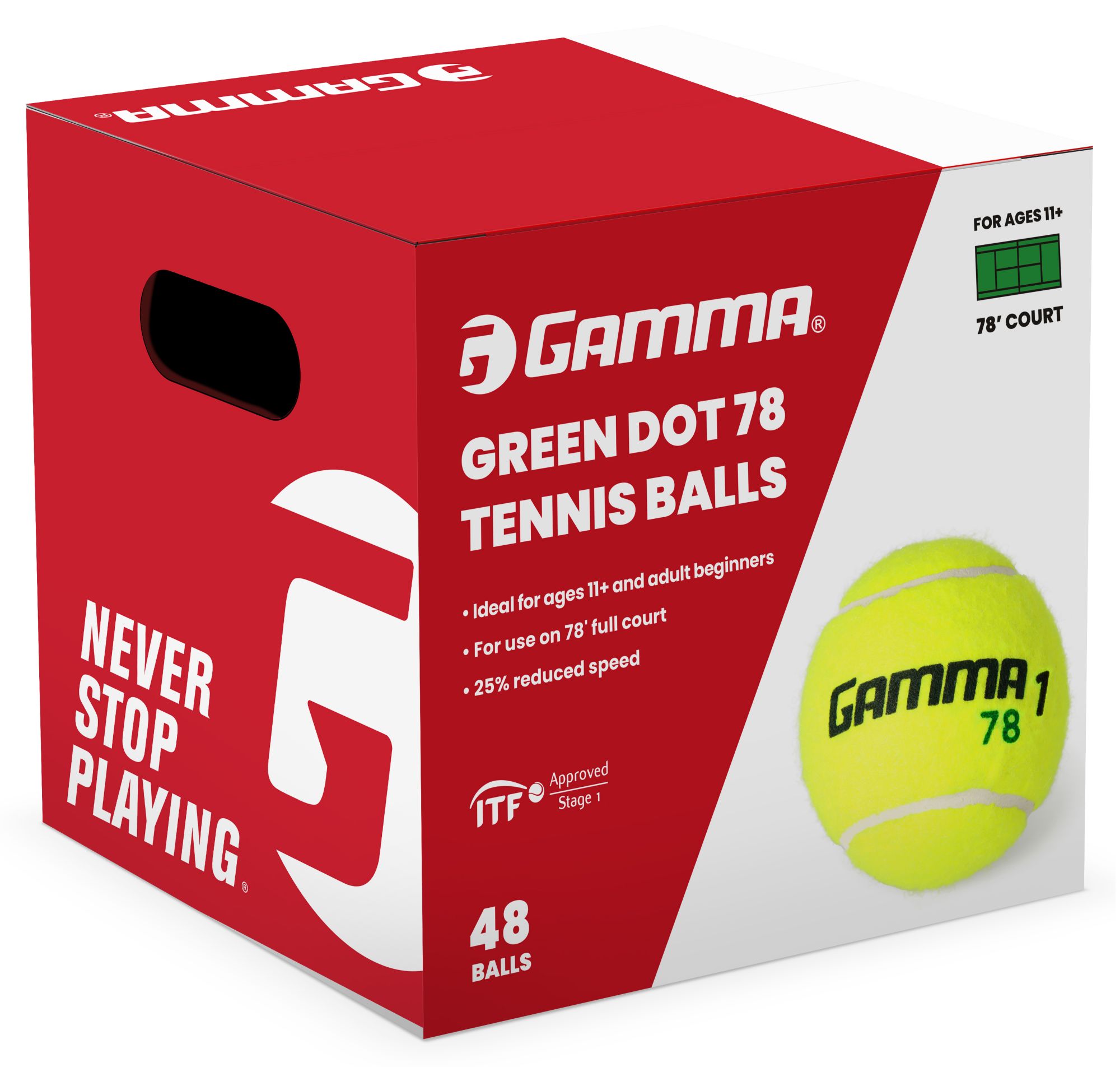 Gamma Green Dot 78 Tennis Ball - 48 Box product image