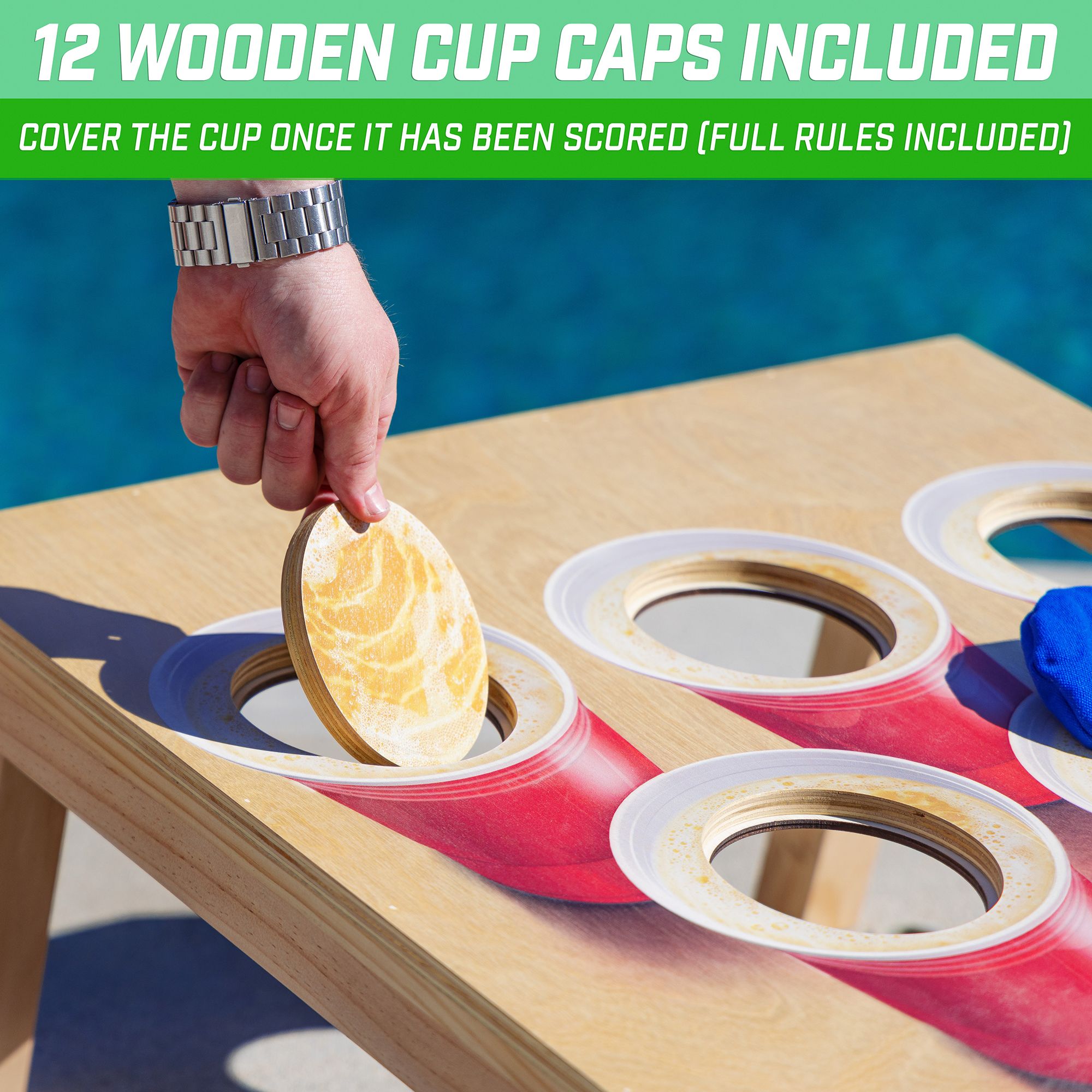 GoSports 4' x 2' Premium Wood Cornhole Set- Retro Beach product image