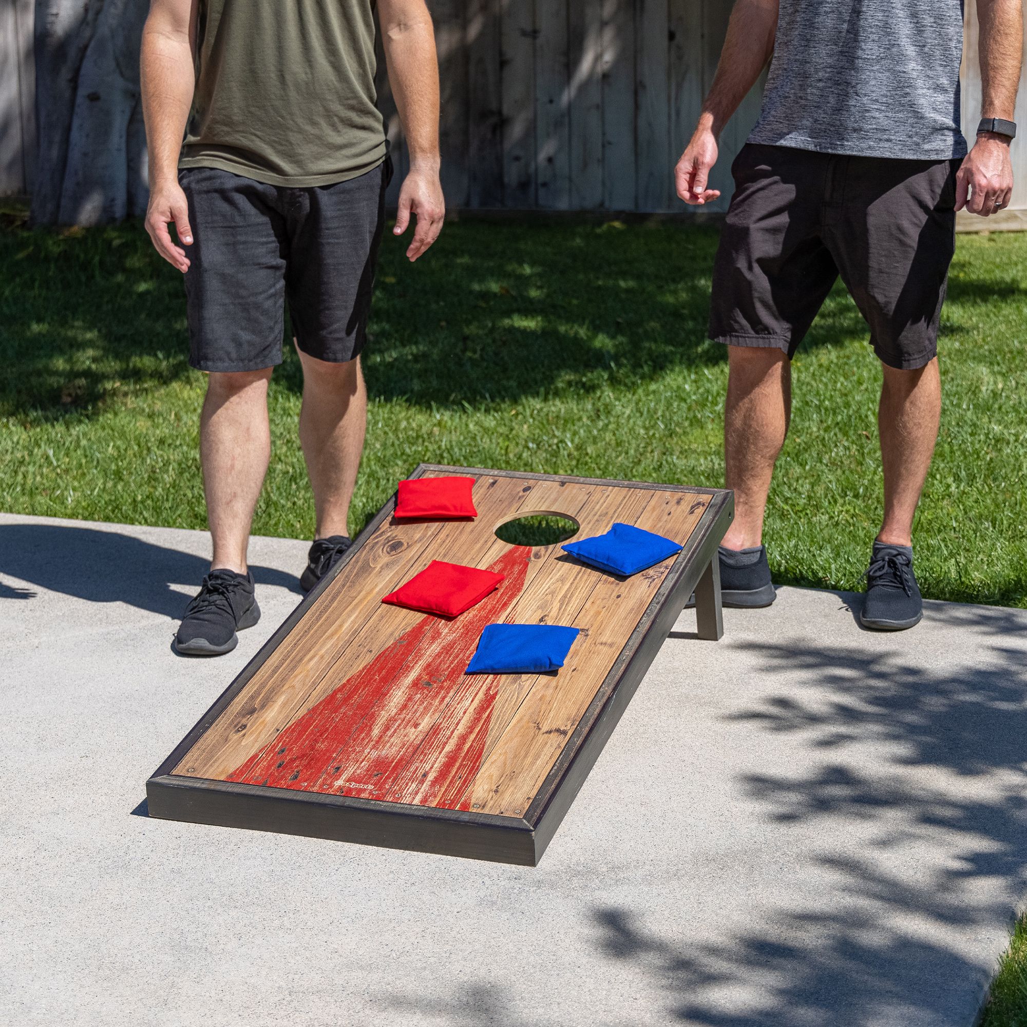 GoSports 4' x 2' Premium Wood Cornhole Set - Wood Steel product image