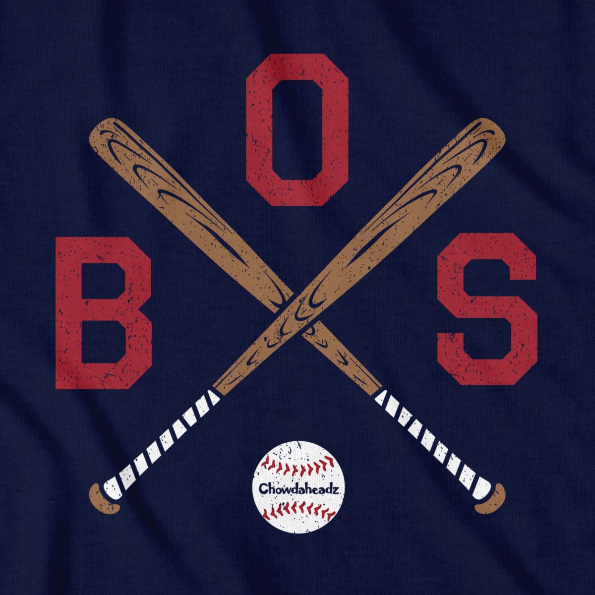 Chowdaheadz Adult Boston Navy Baseball Cross Bats T-Shirt product image