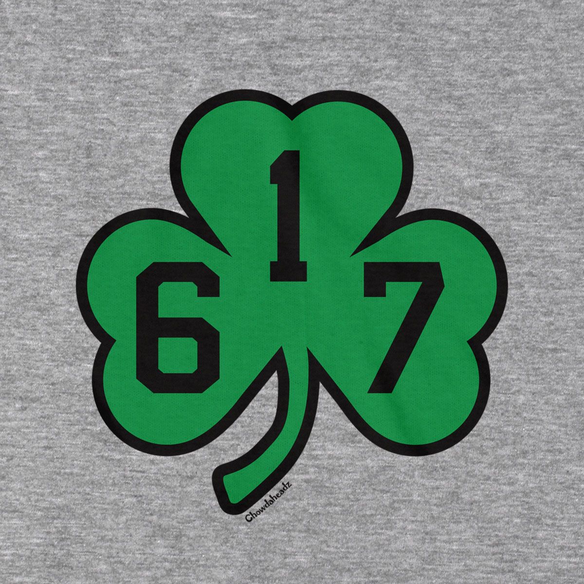 Chowdaheadz Unisex Boston St. Patrick's Day 2025 Grey Shamrock T-Shirt product image