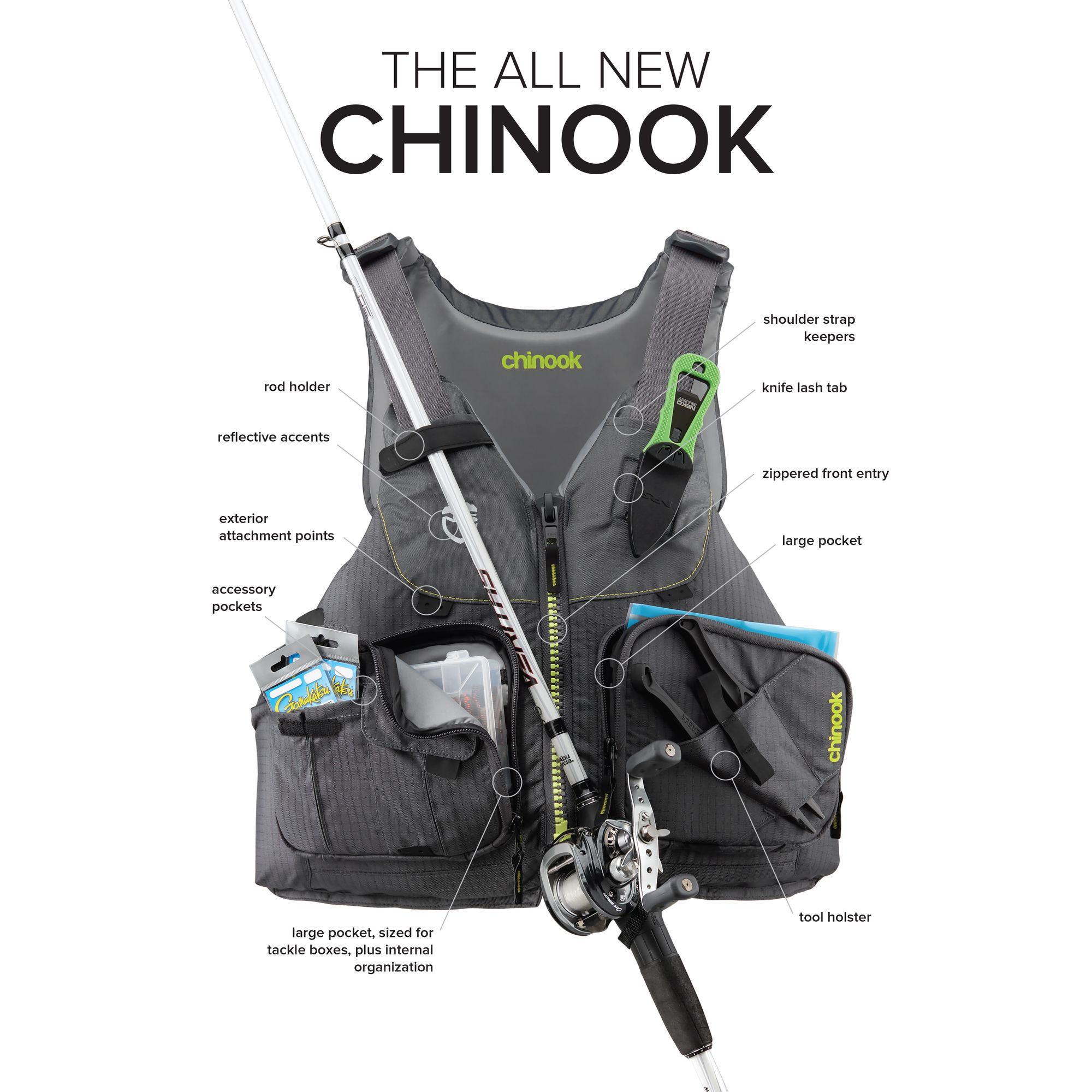 NRS Adult Chinook Fishing Nylon Life Vest product image