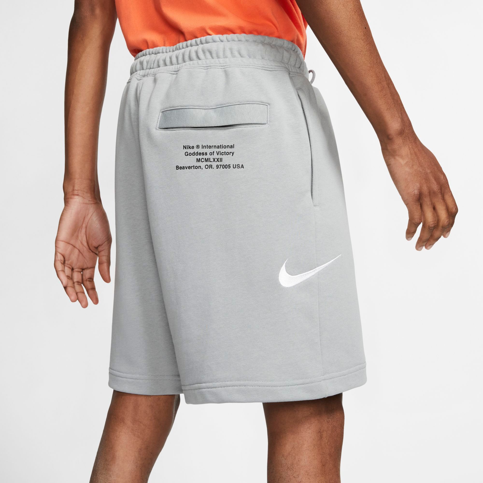 nike double swoosh shorts grey