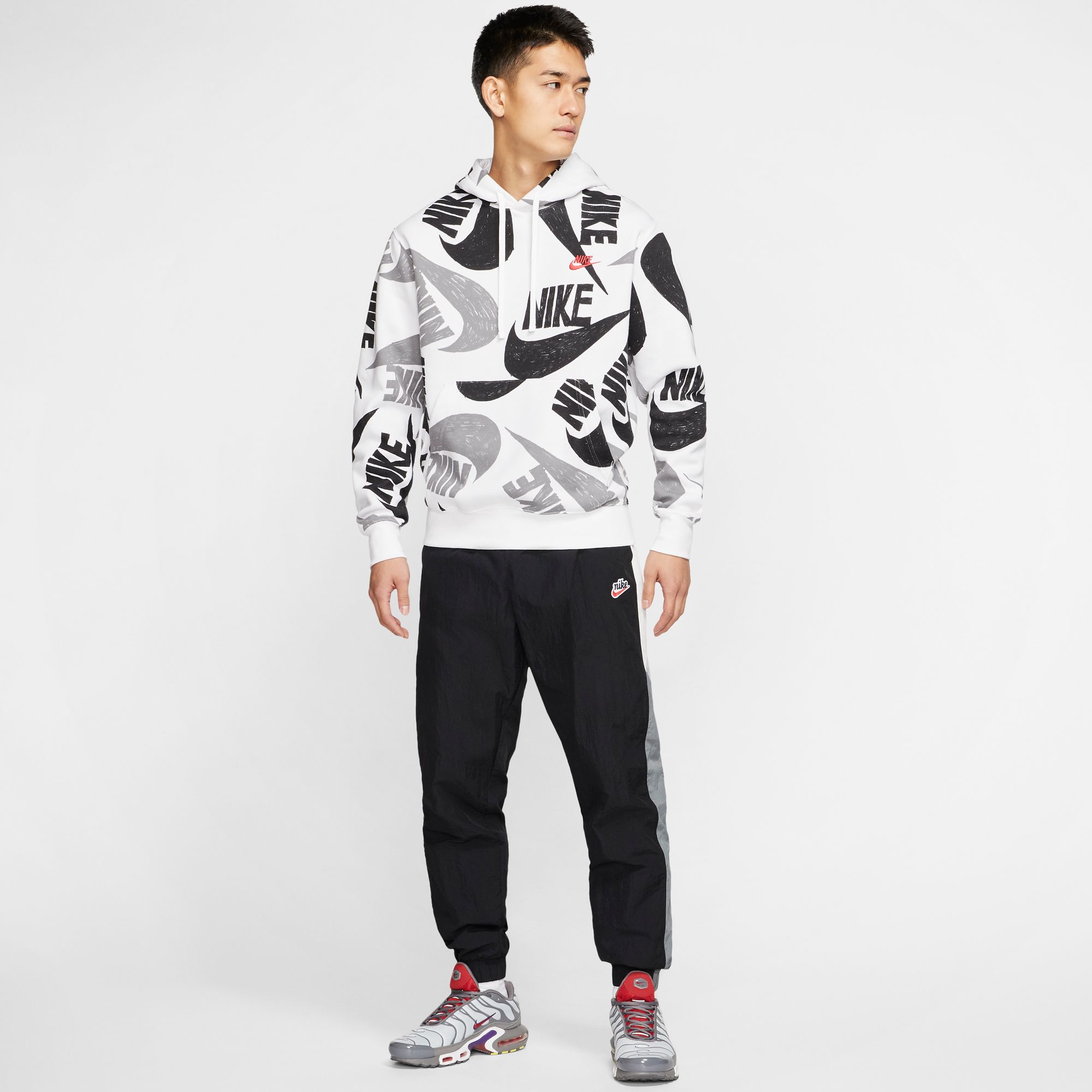 nike club aop logo hoodie