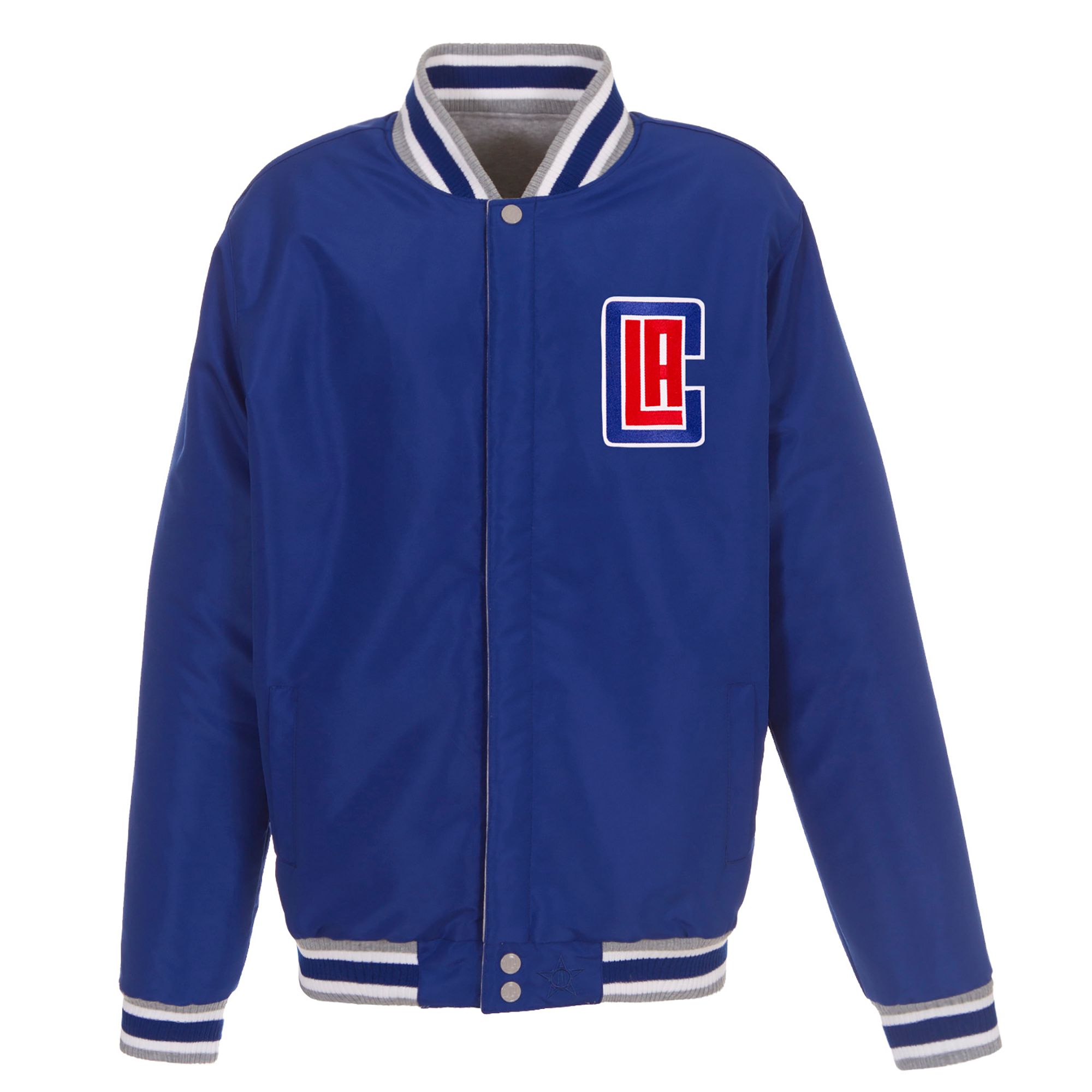 JH Design Men's Los Angeles Clippers Grey Reversible Fleece Jacket