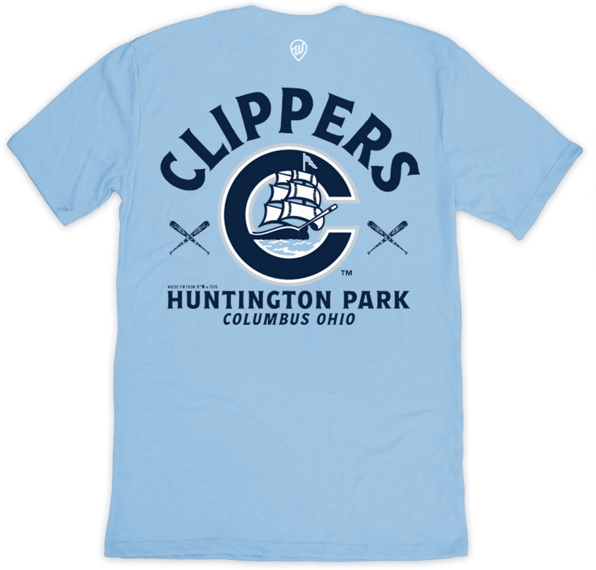 Where I'm From Adult Columbus Clippers Light Blue Arch T-Shirt product image
