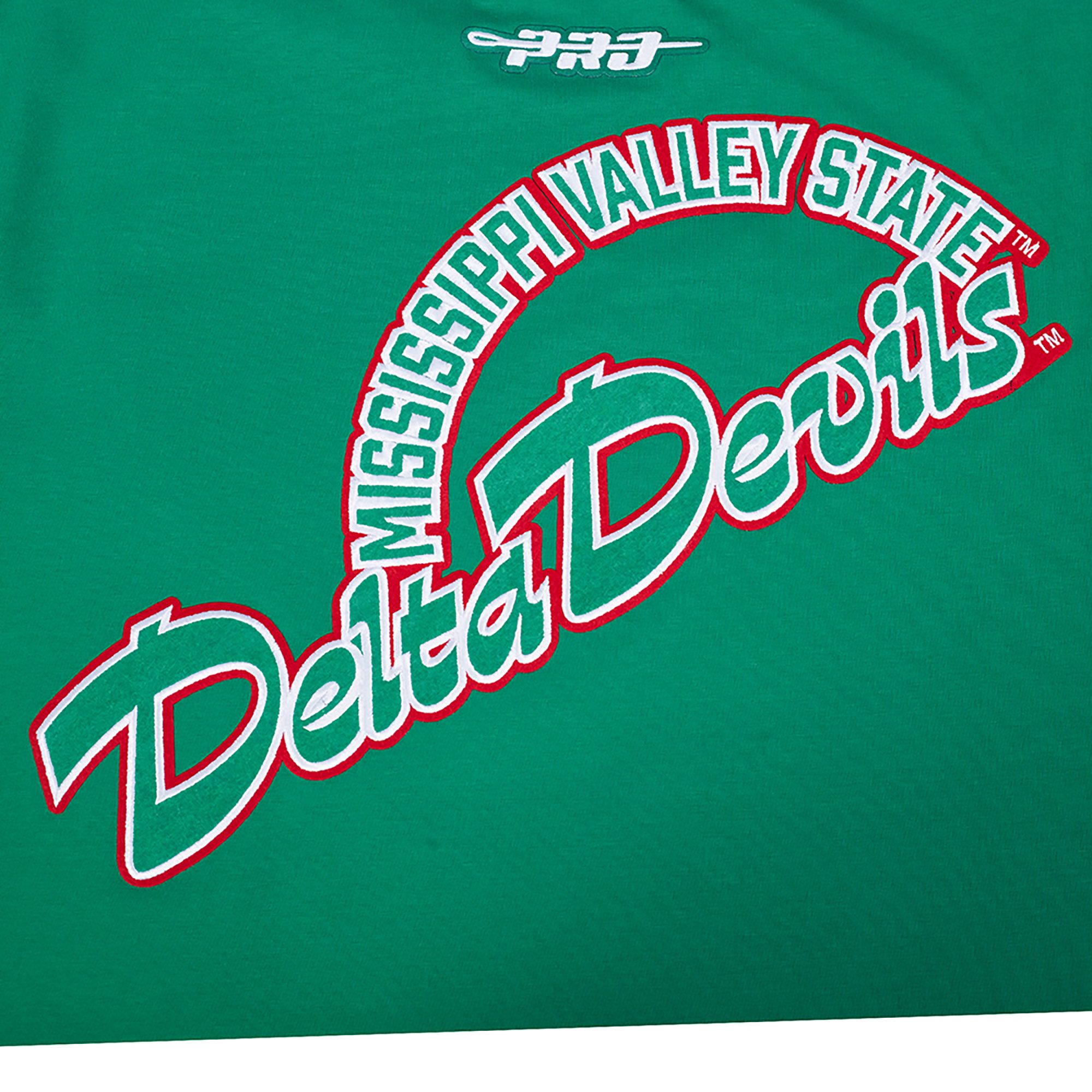 Pro Standard Men's Mississippi Valley State Delta Devils Green Homecoming Short Sleeve T-Shirt product image