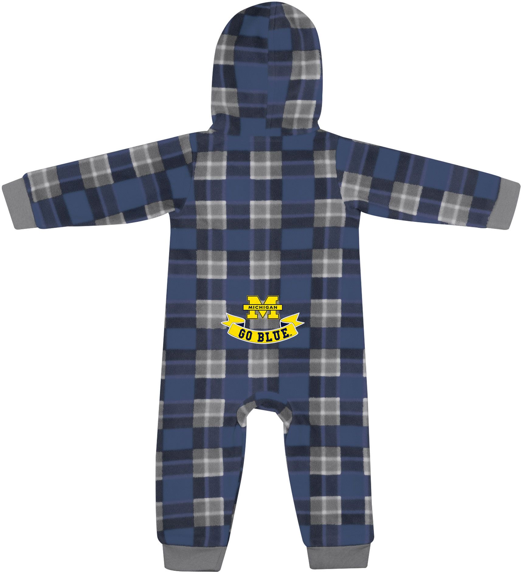 Colosseum Infant Michigan Wolverines Blue Plugged In Flannel Romper