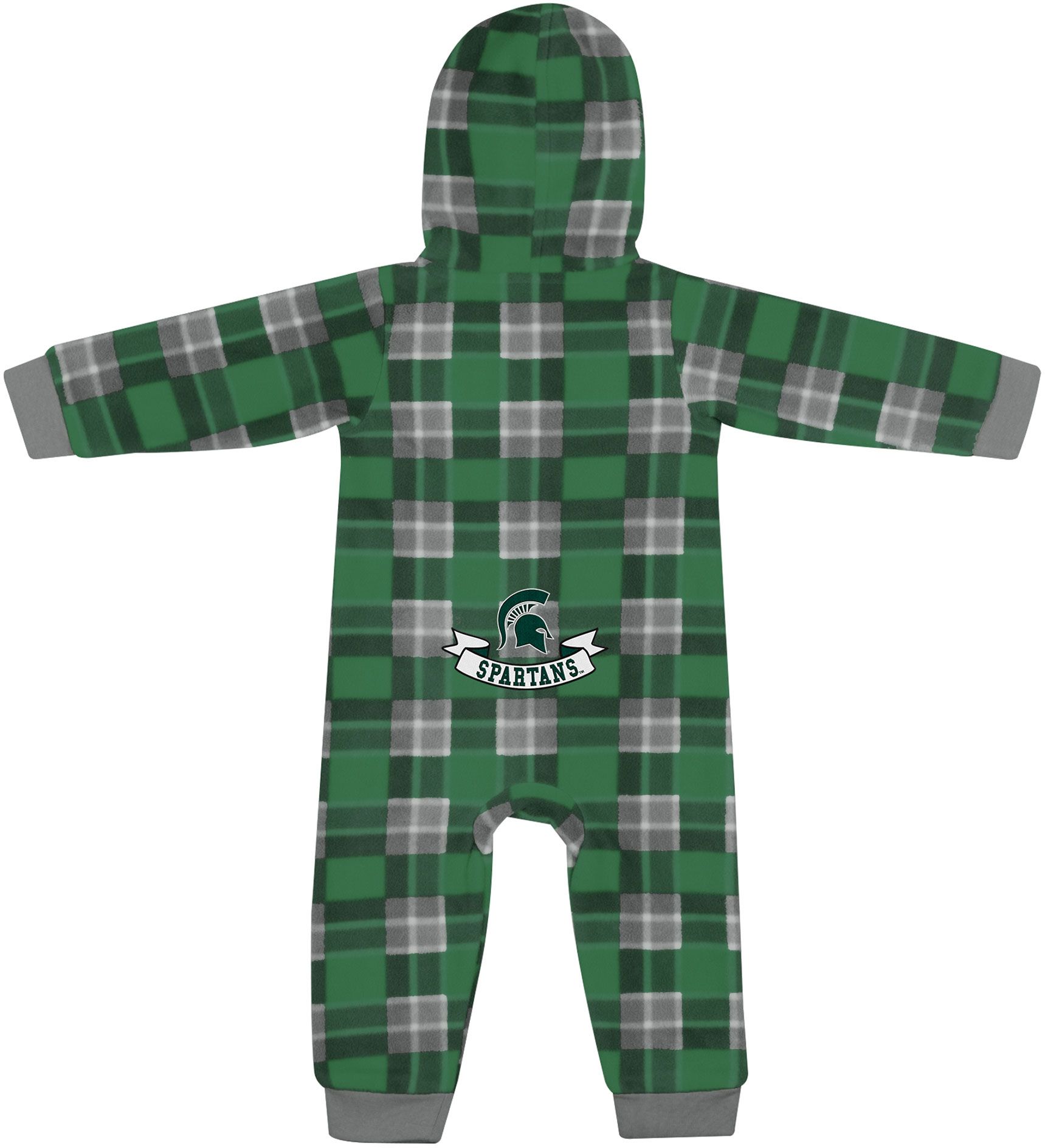 Colosseum Infant Michigan State Spartans Green Plugged Flannel Romper