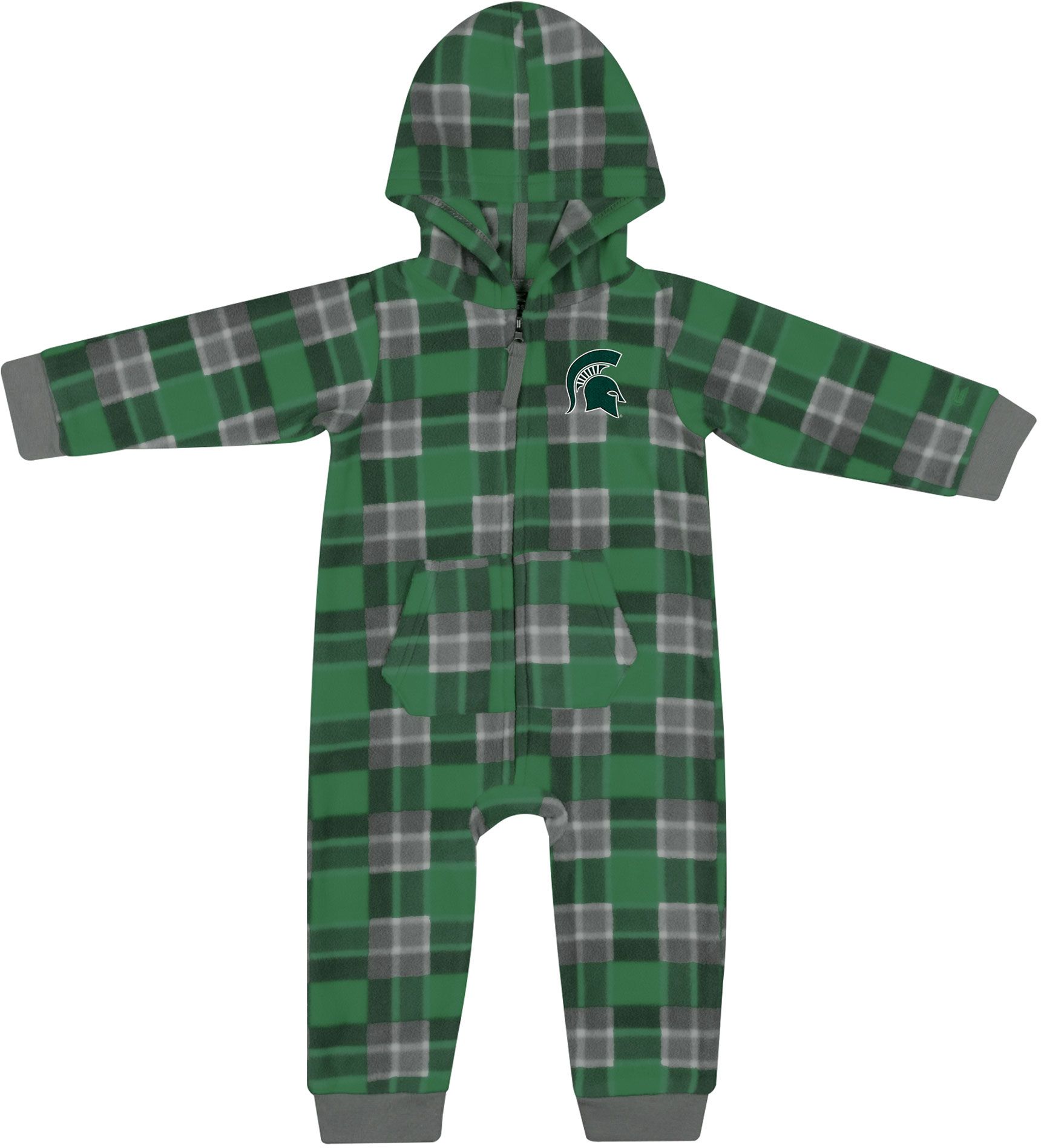 Colosseum Infant Michigan State Spartans Green Plugged Flannel Romper