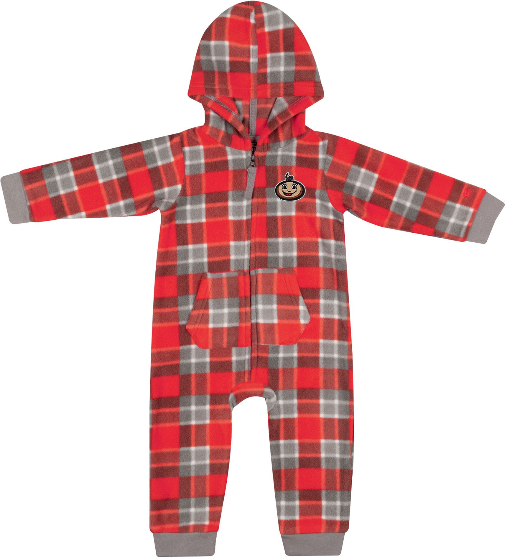 Colosseum Infant Ohio State Buckeyes Scarlet Plugged Flannel Romper