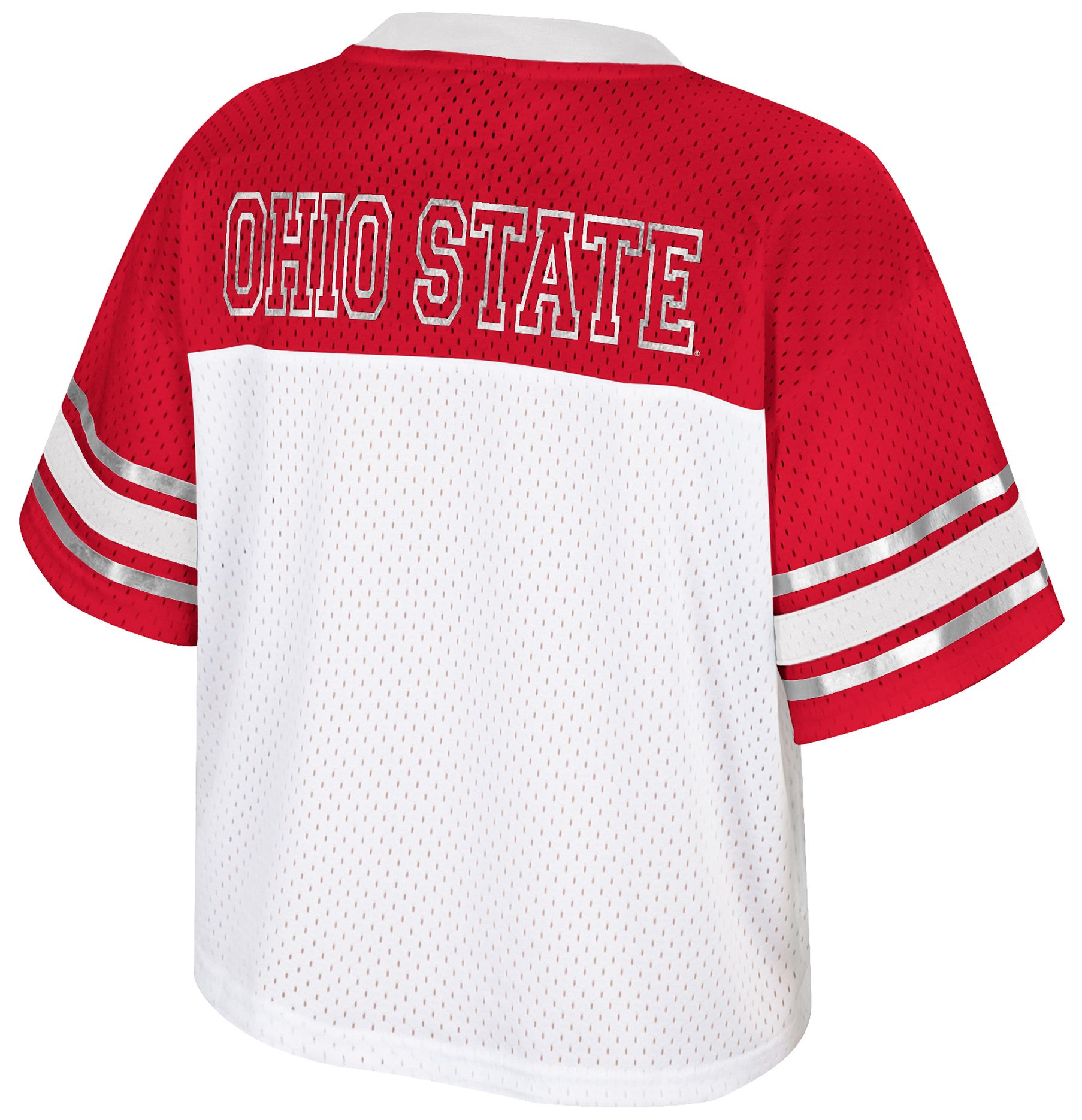 Colosseum Women's Ohio State Buckeyes White Treasure Cropped Football Jersey product image