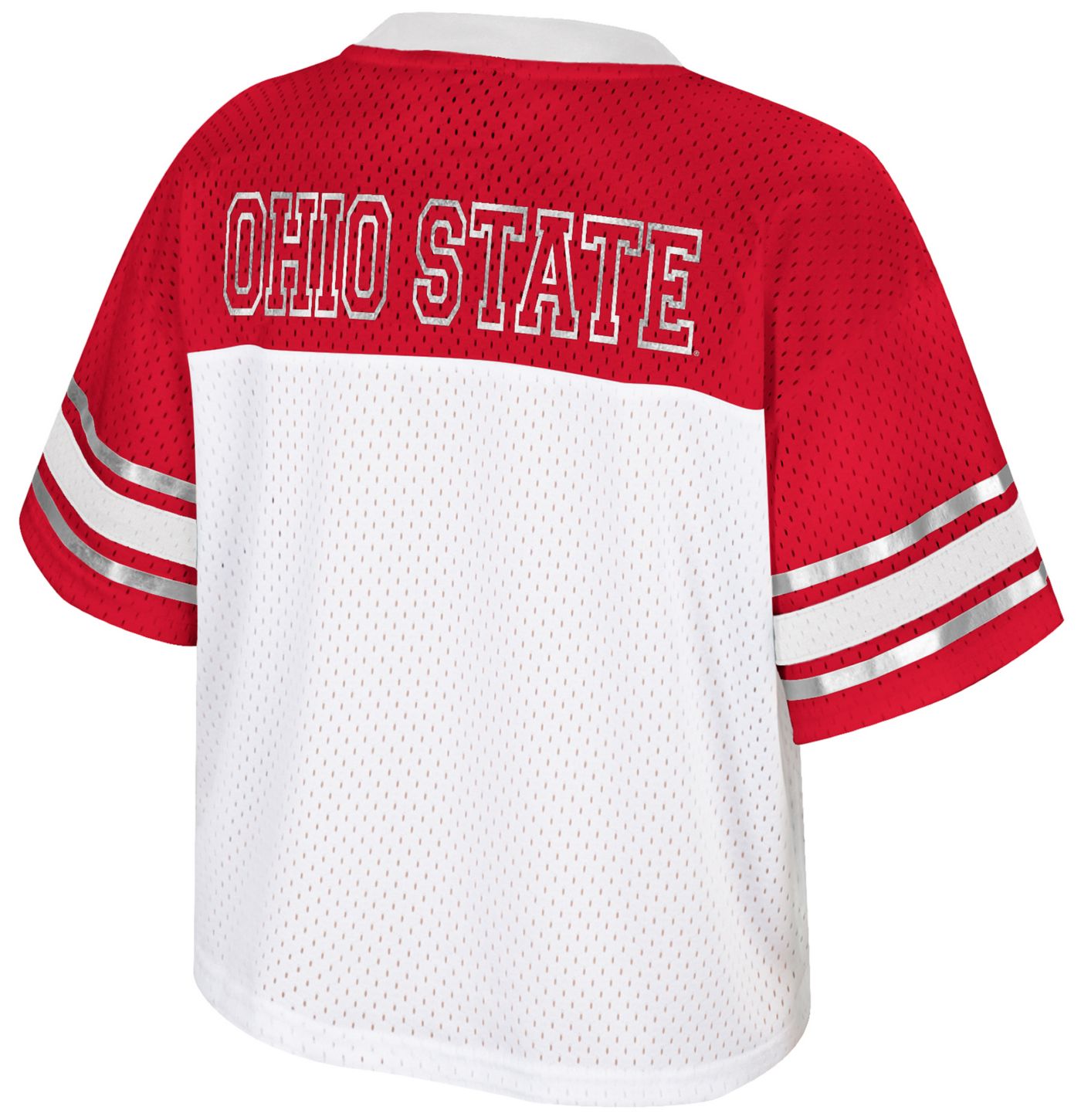 Colosseum Women s Ohio State Buckeyes White Treasure Cropped Football Jersey Dick s Sporting Goods