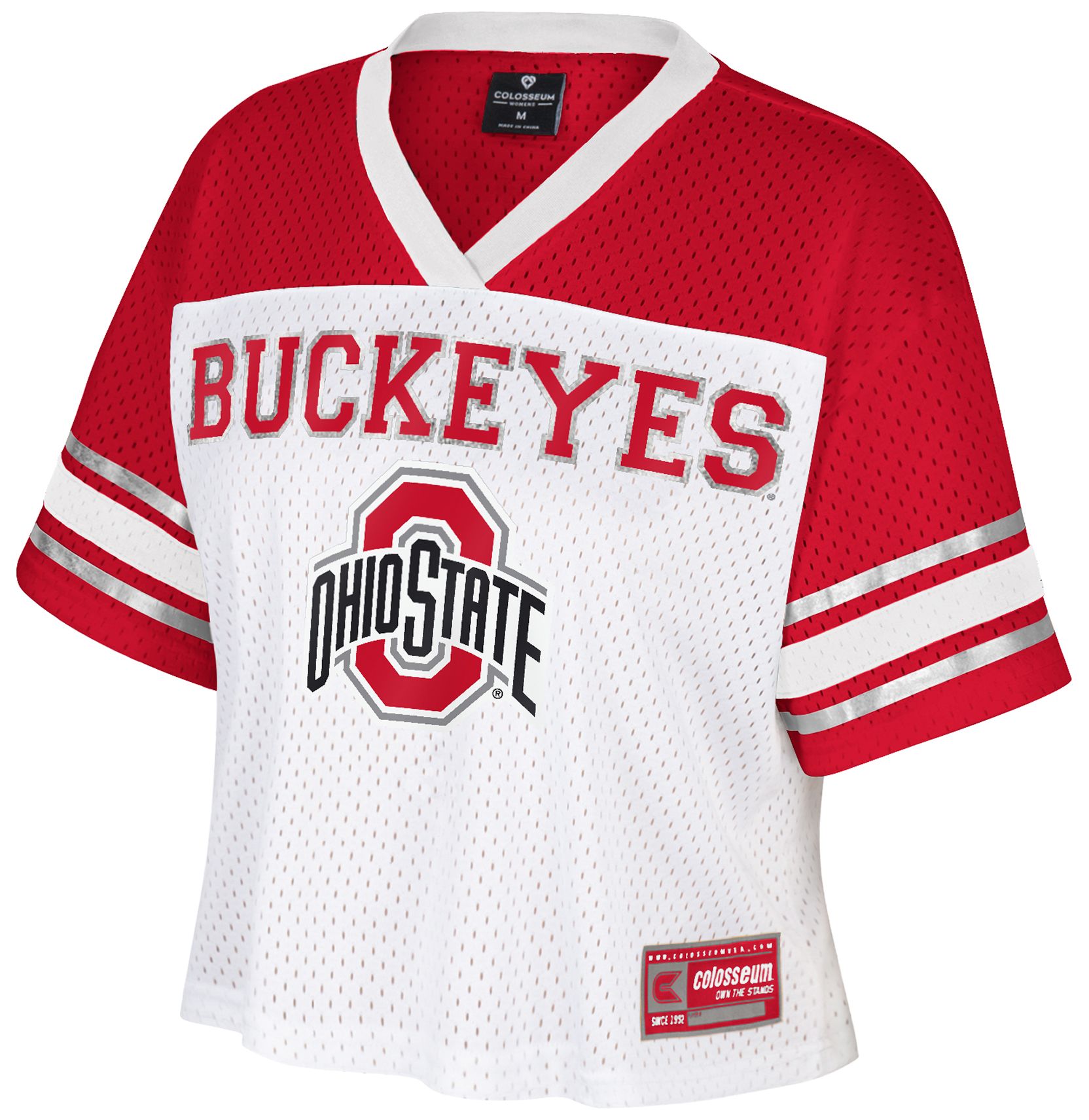 Colosseum Women's Ohio State Buckeyes White Treasure Cropped Football Jersey product image
