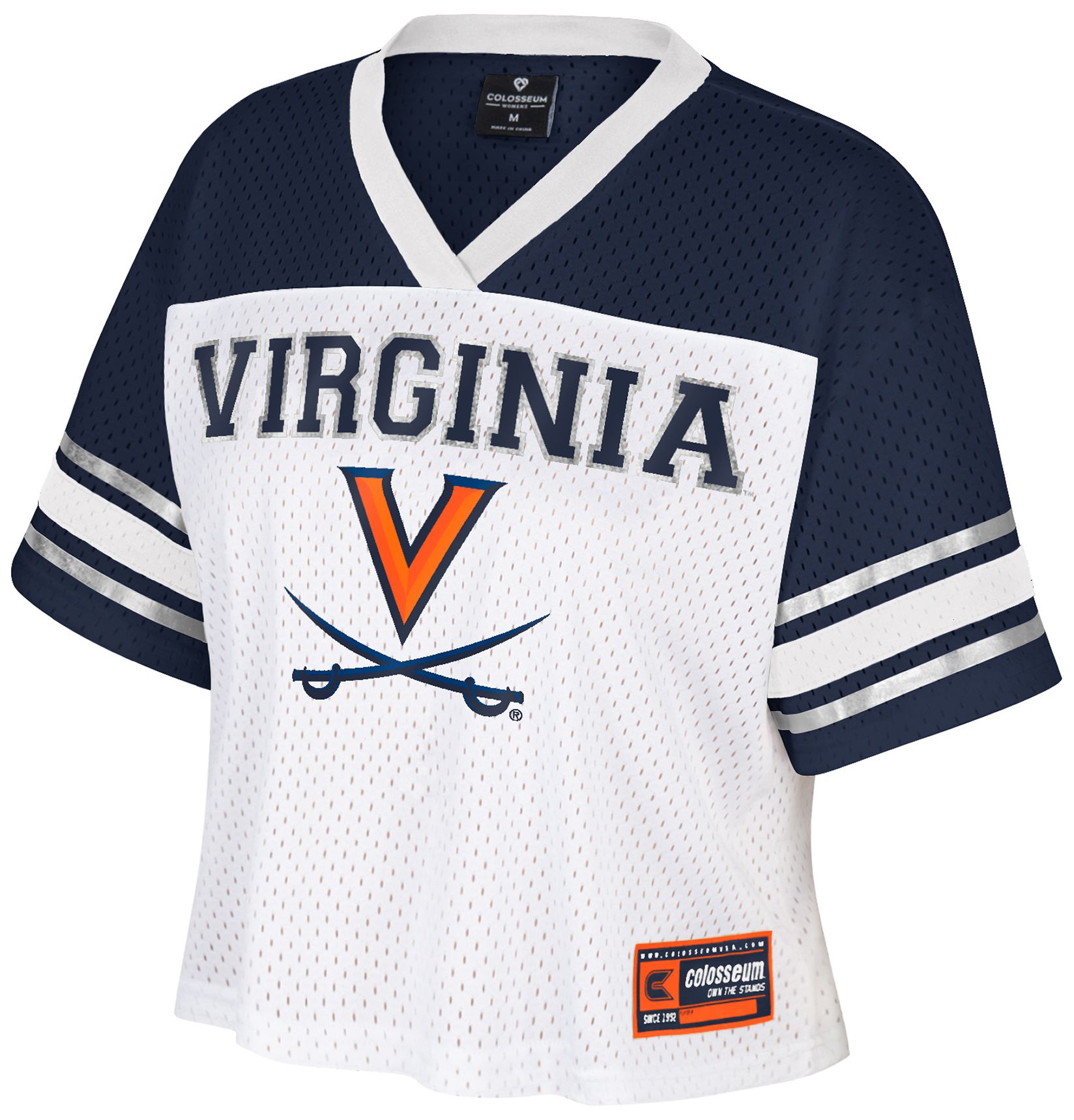 Colosseum Women's Virginia Cavaliers White Treasure Cropped Football Jersey product image