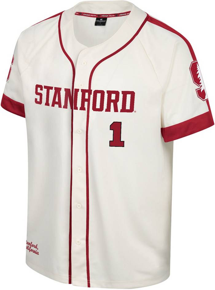 Men's Colosseum White Stanford Cardinal Free Spirited Mesh Button-Up Baseball  Jersey