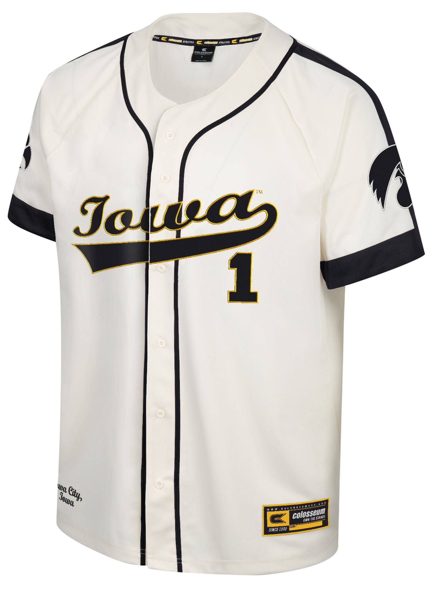 Colosseum Men's Iowa Hawkeyes Cream Ruth Replica Baseball Jersey product image