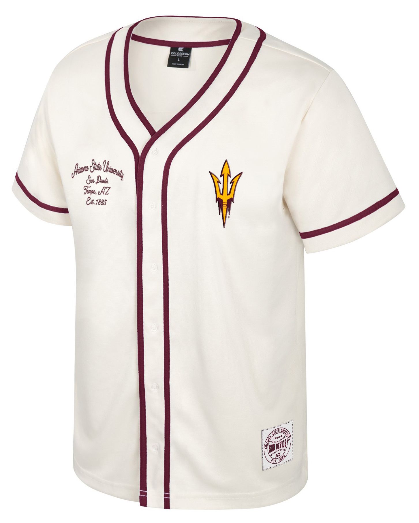 Colosseum Men's Arizona State Sun Devils Cream Hunter Seeker Baseball Jersey product image