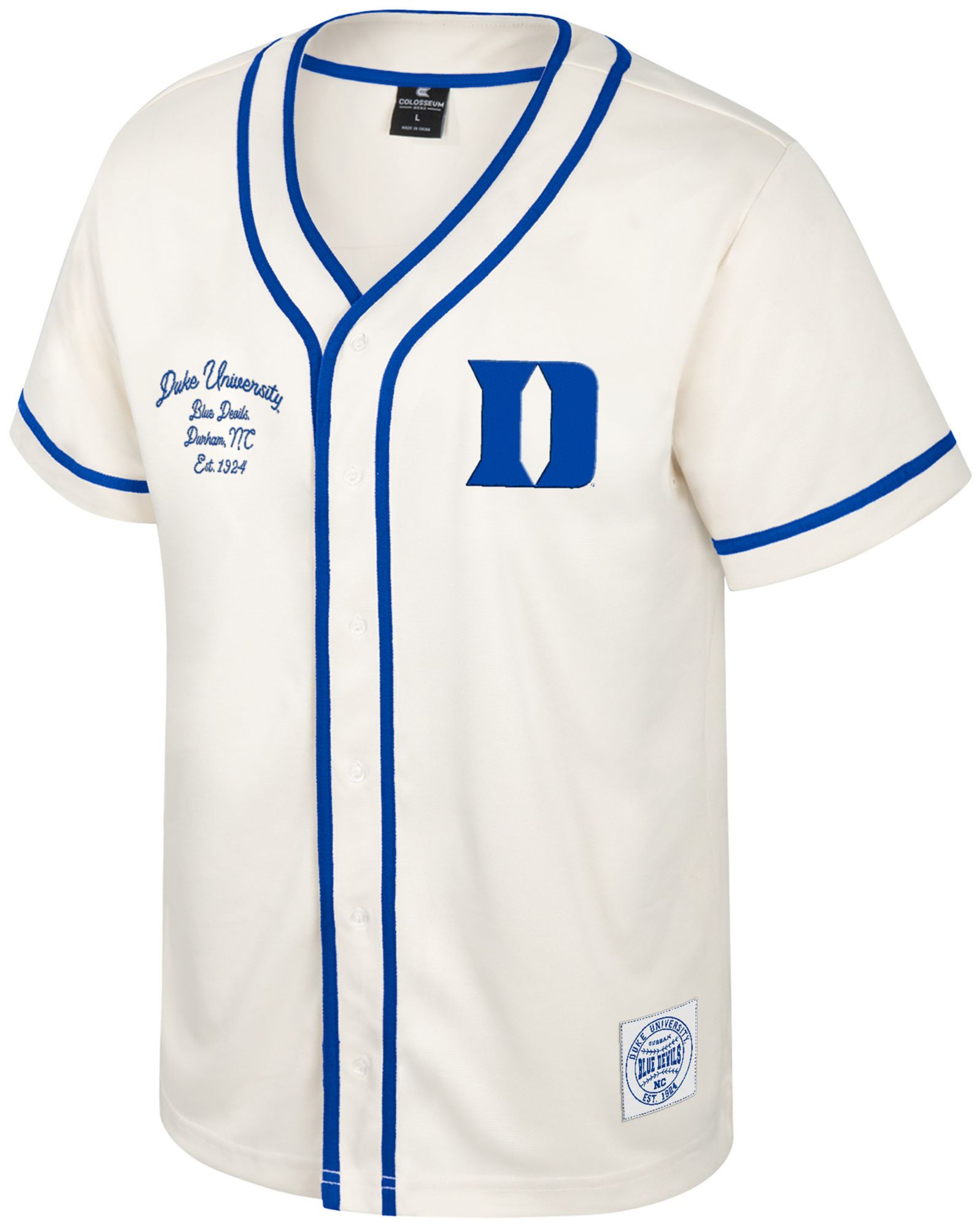 Colosseum Men's Duke Blue Devils Cream Hunter Seeker Baseball Jersey product image