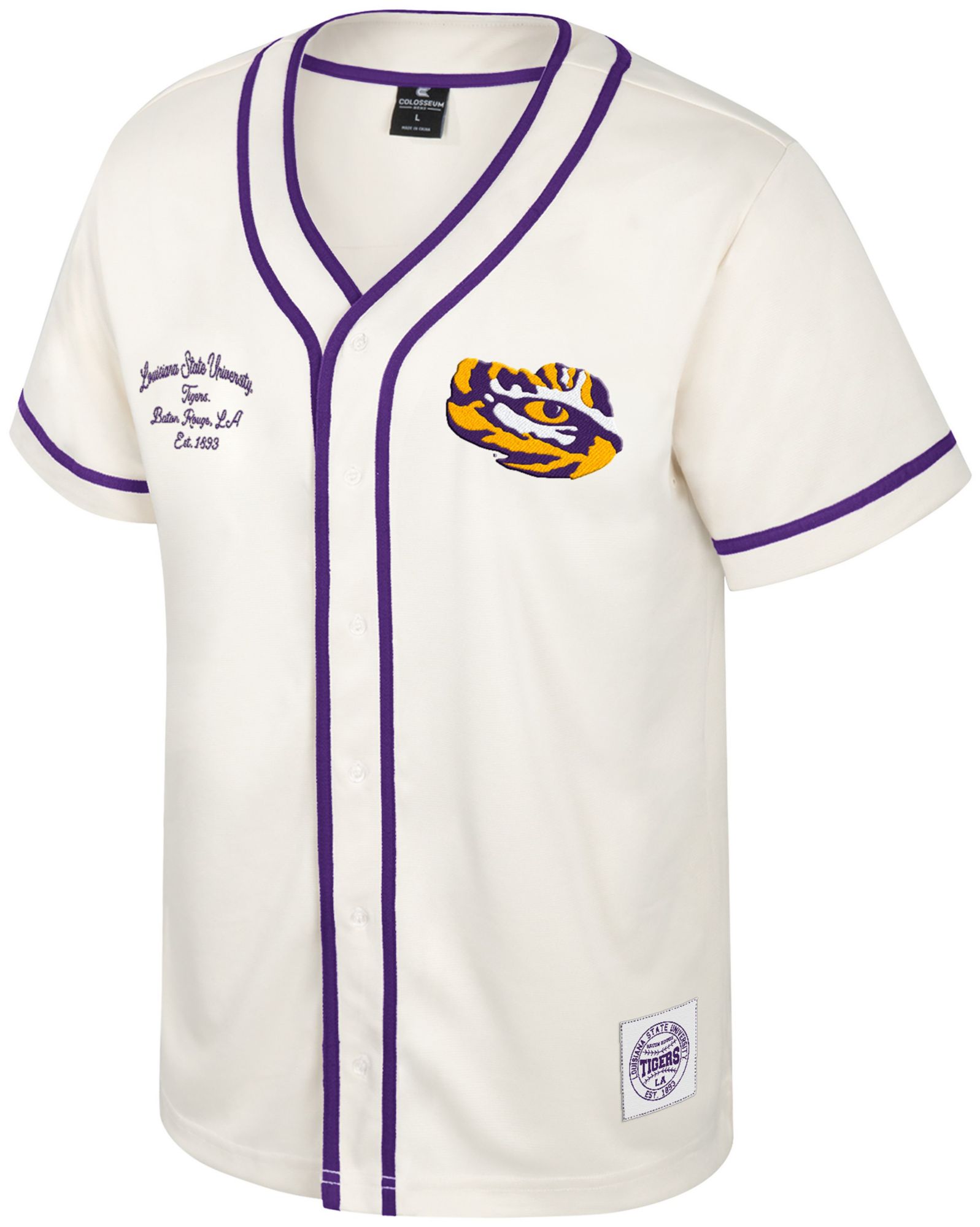 Colosseum Men's LSU Tigers Cream Hunter Seeker Baseball Jersey product image