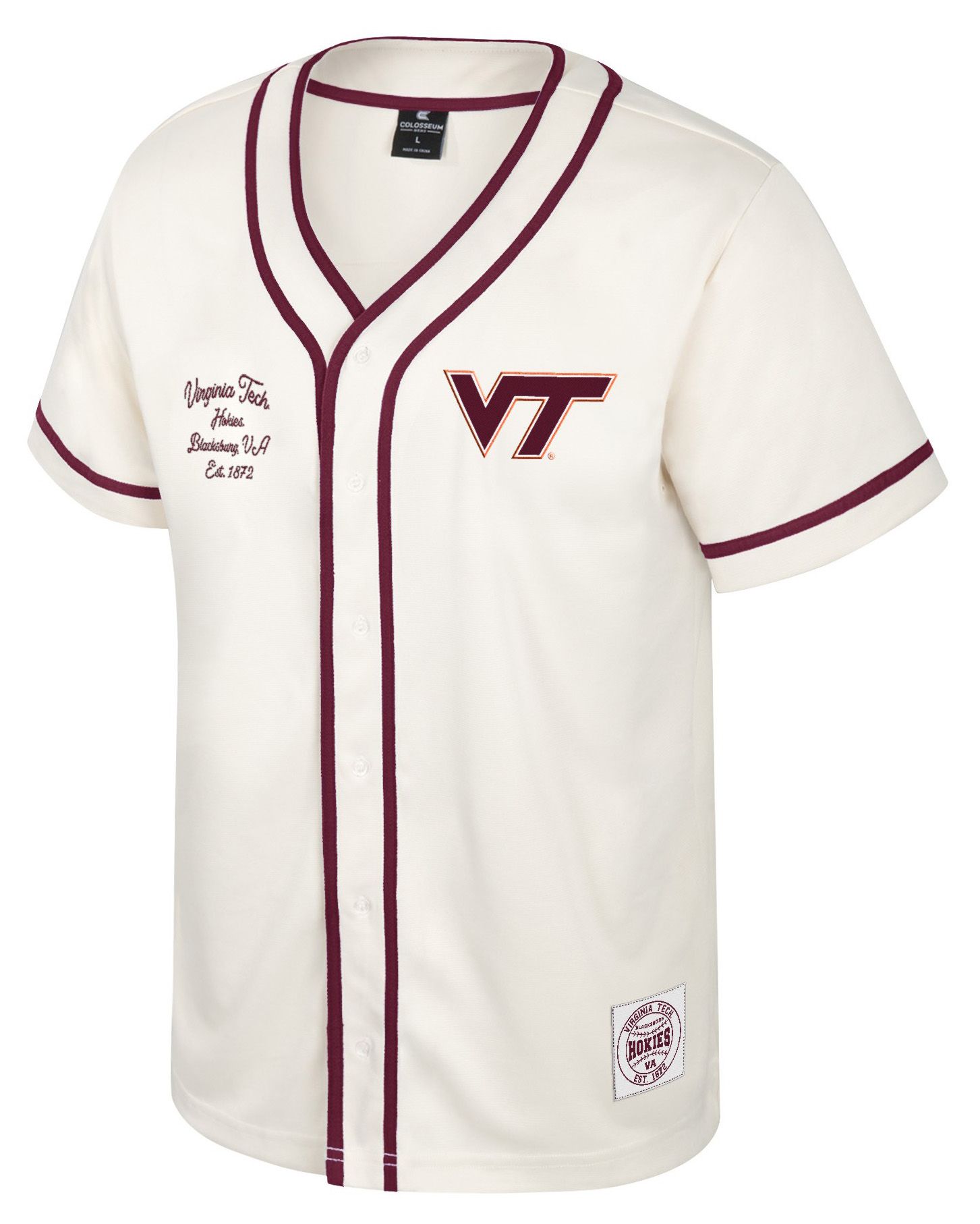 Colosseum Men's Virginia Tech Hokies Cream Hunter Seeker Baseball Jersey product image