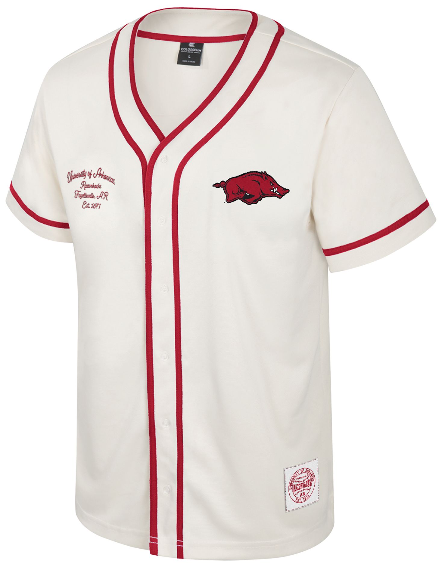 Colosseum Youth Arkansas Razorbacks Cream Hunter Seeker Baseball Jersey product image