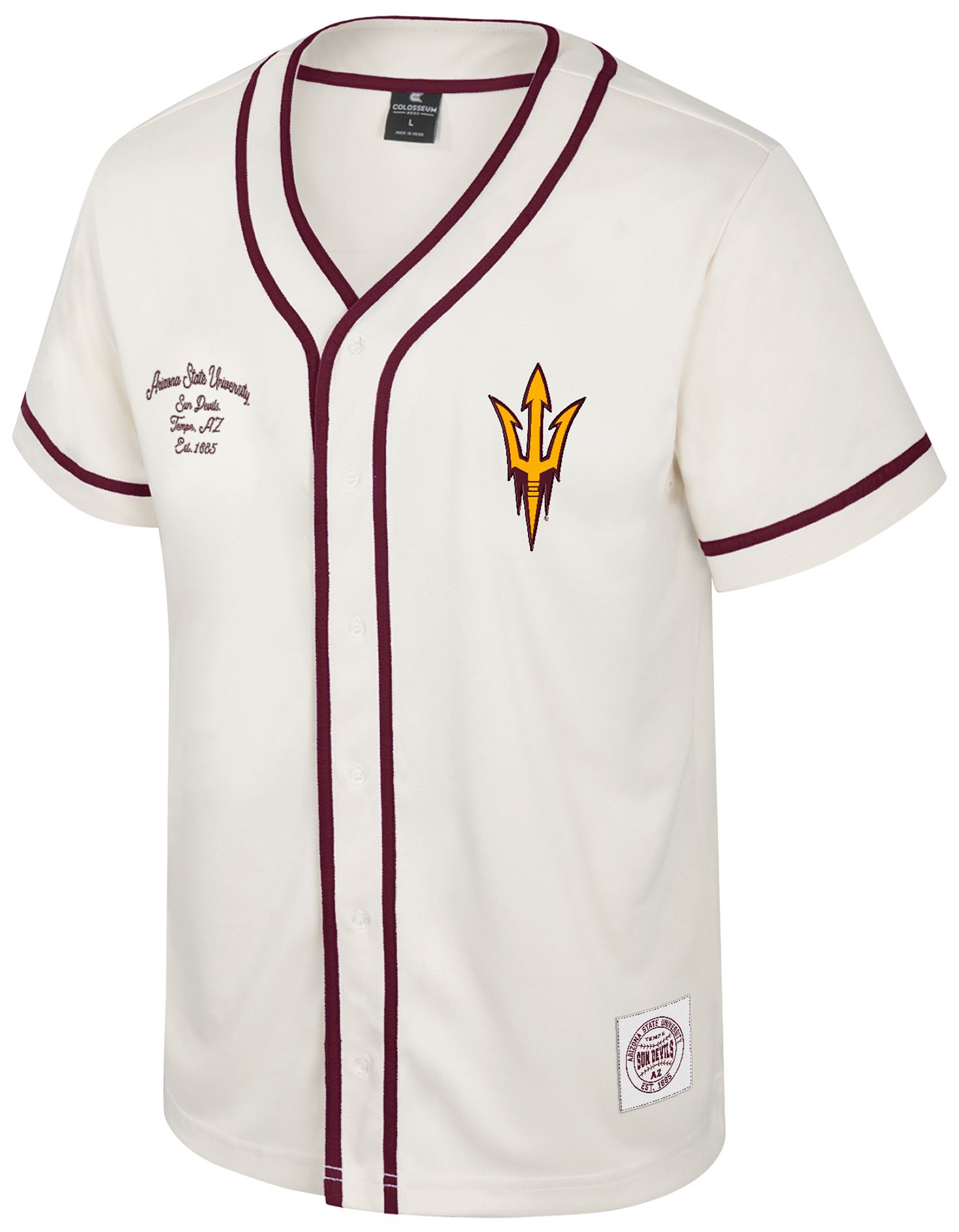 Colosseum Youth Arizona State Sun Devils Cream Hunter Seeker Baseball Jersey product image