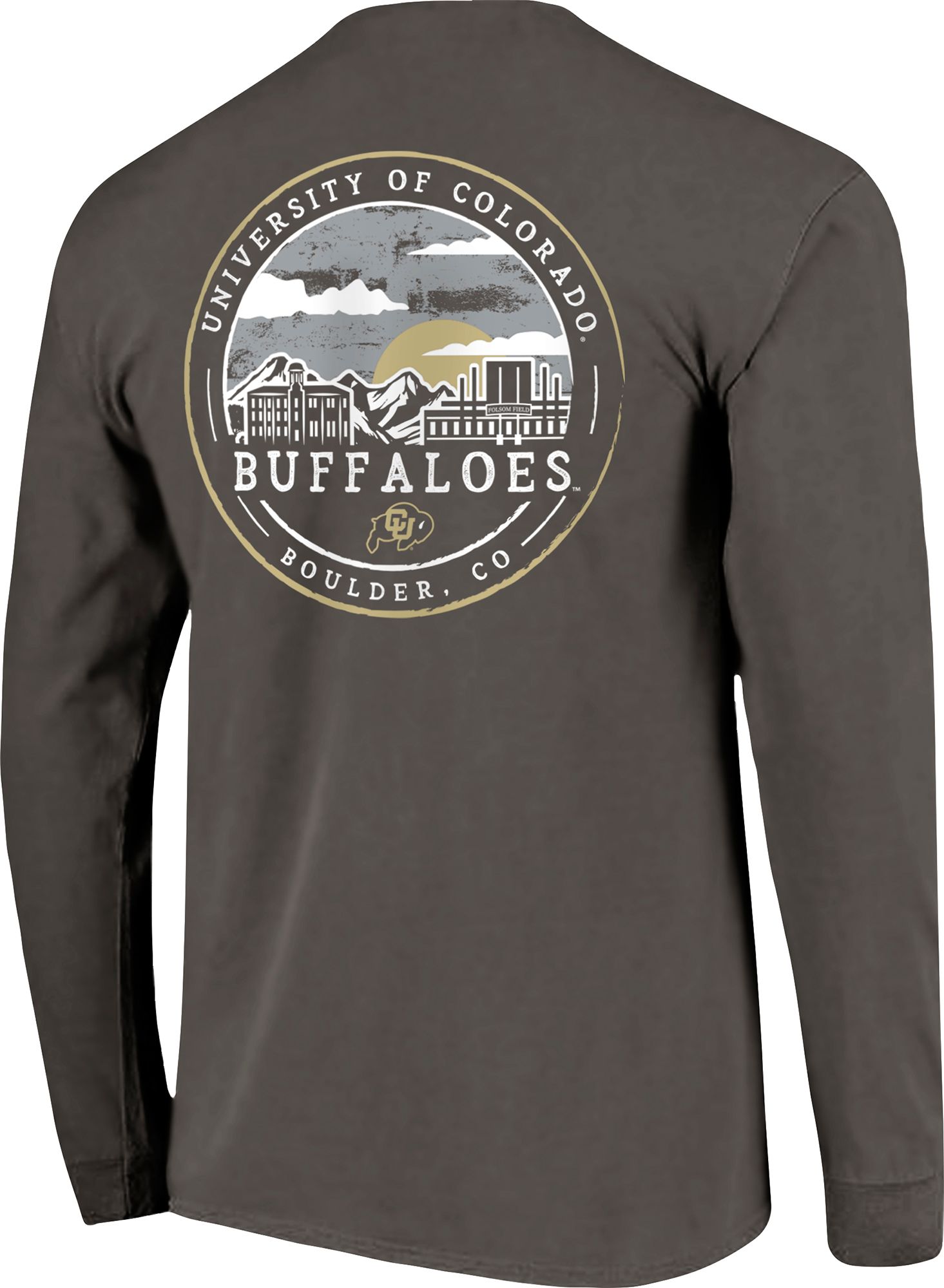 Image One Adult Colorado Buffaloes Grey Stressed Sky Long Sleeve T-Shirt