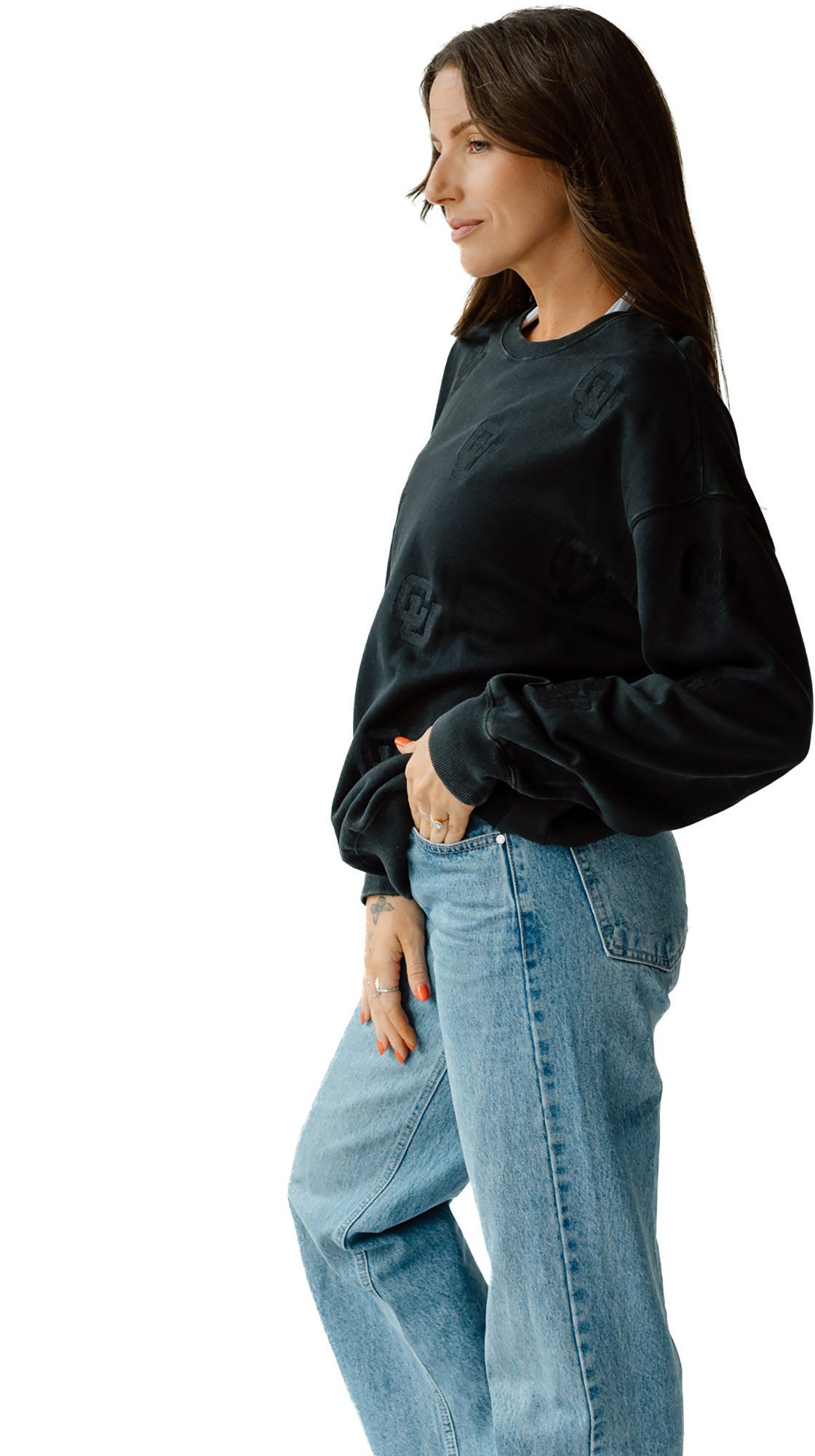 Gameday Social Women's Colorado Buffaloes Black Lantern Crew Pullover Sweatshirt product image