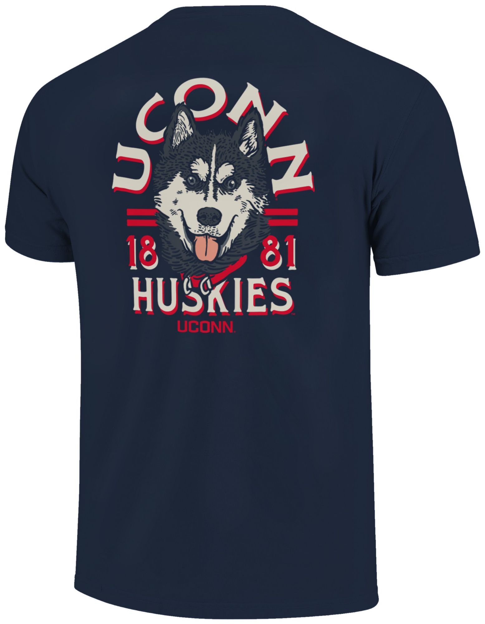 Image One Men's UConn Huskies Navy Mascot Shadow Rustic Arc Short Sleeve T-Shirt product image