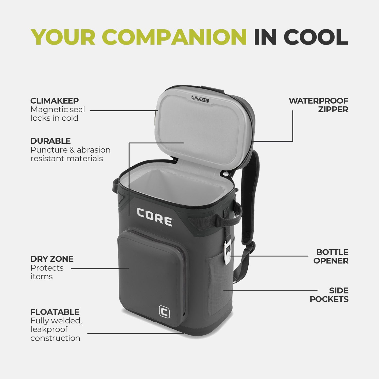 CORE Equipment CLIMAKEEP 24-Can Backpack Cooler product image