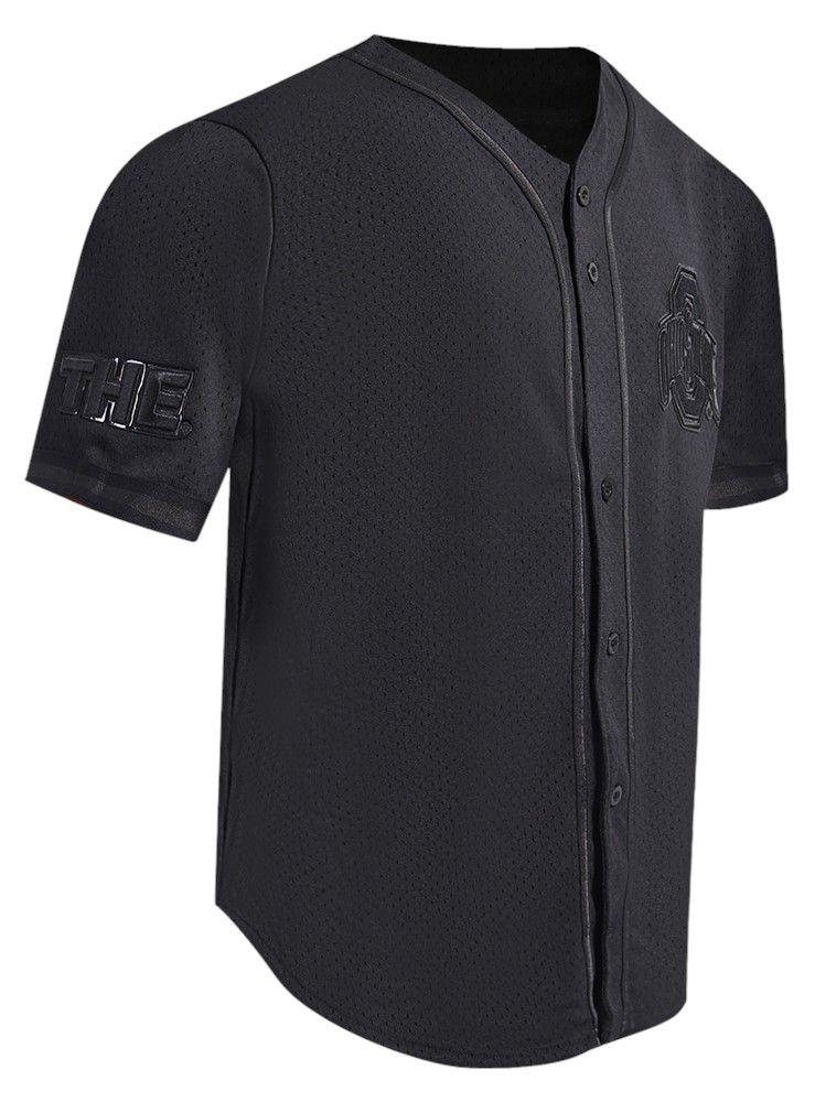Pro Standard Men's Ohio State Buckeyes Black Triple Mesh Button-Down Shirt product image