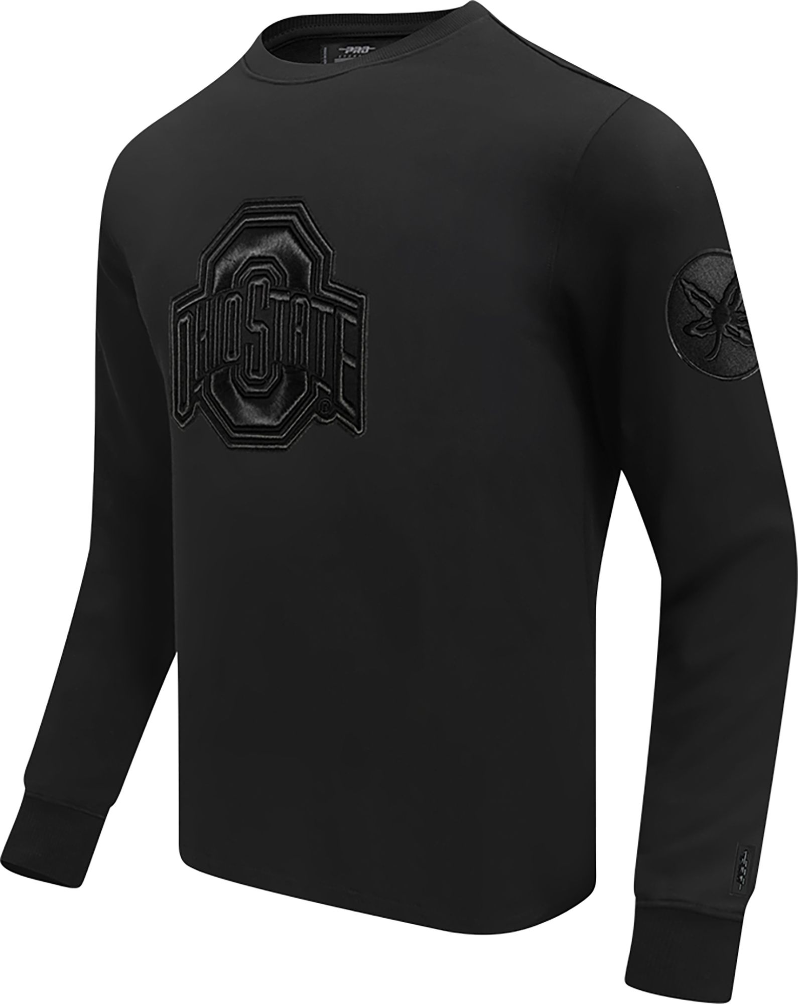Pro Standard Men's Ohio State Buckeyes Black Triple Black Crewneck Sweatshirt product image