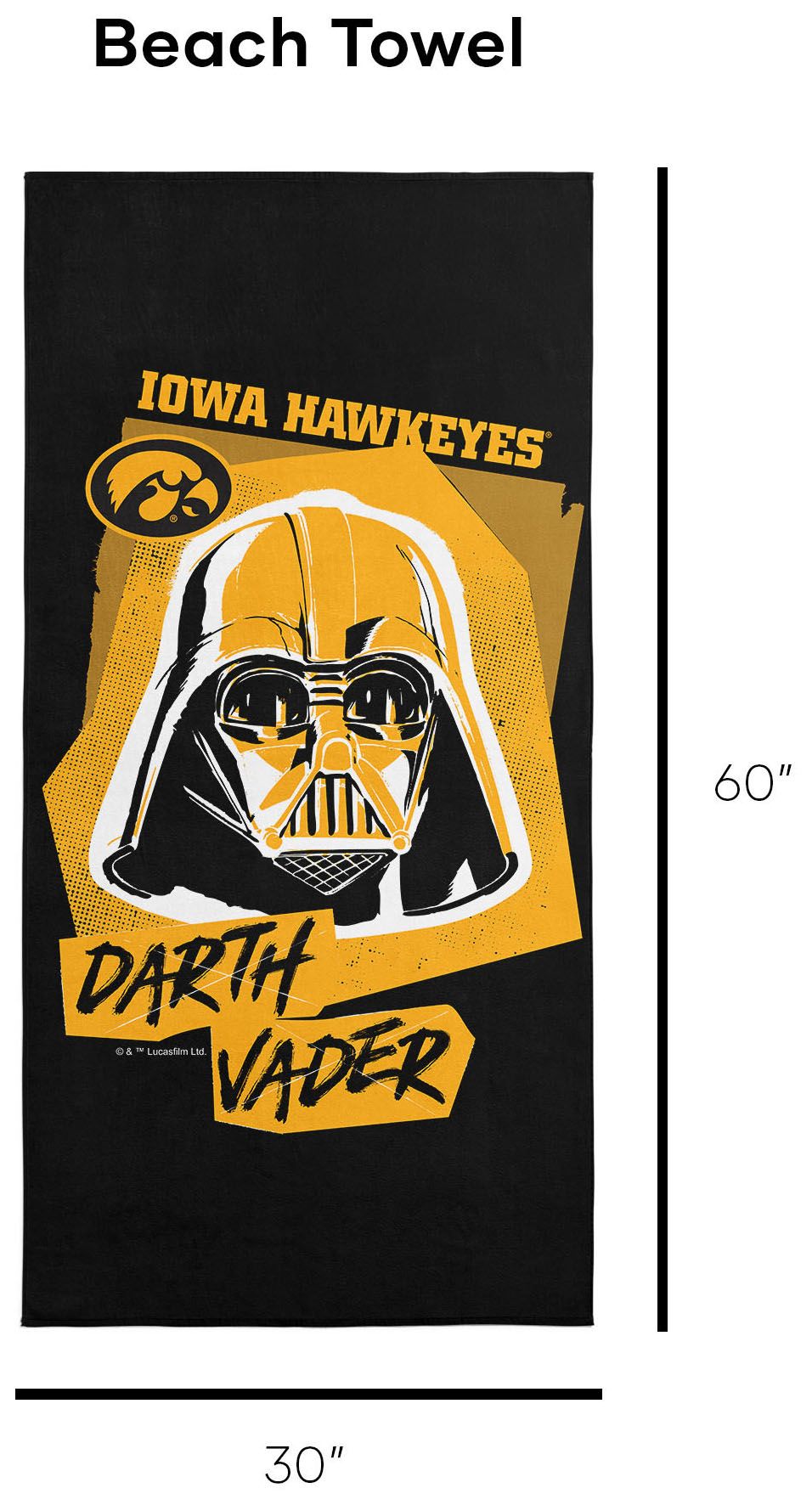 TheNorthwest Iowa Hawkeyes Darth Vader Beach Towel product image