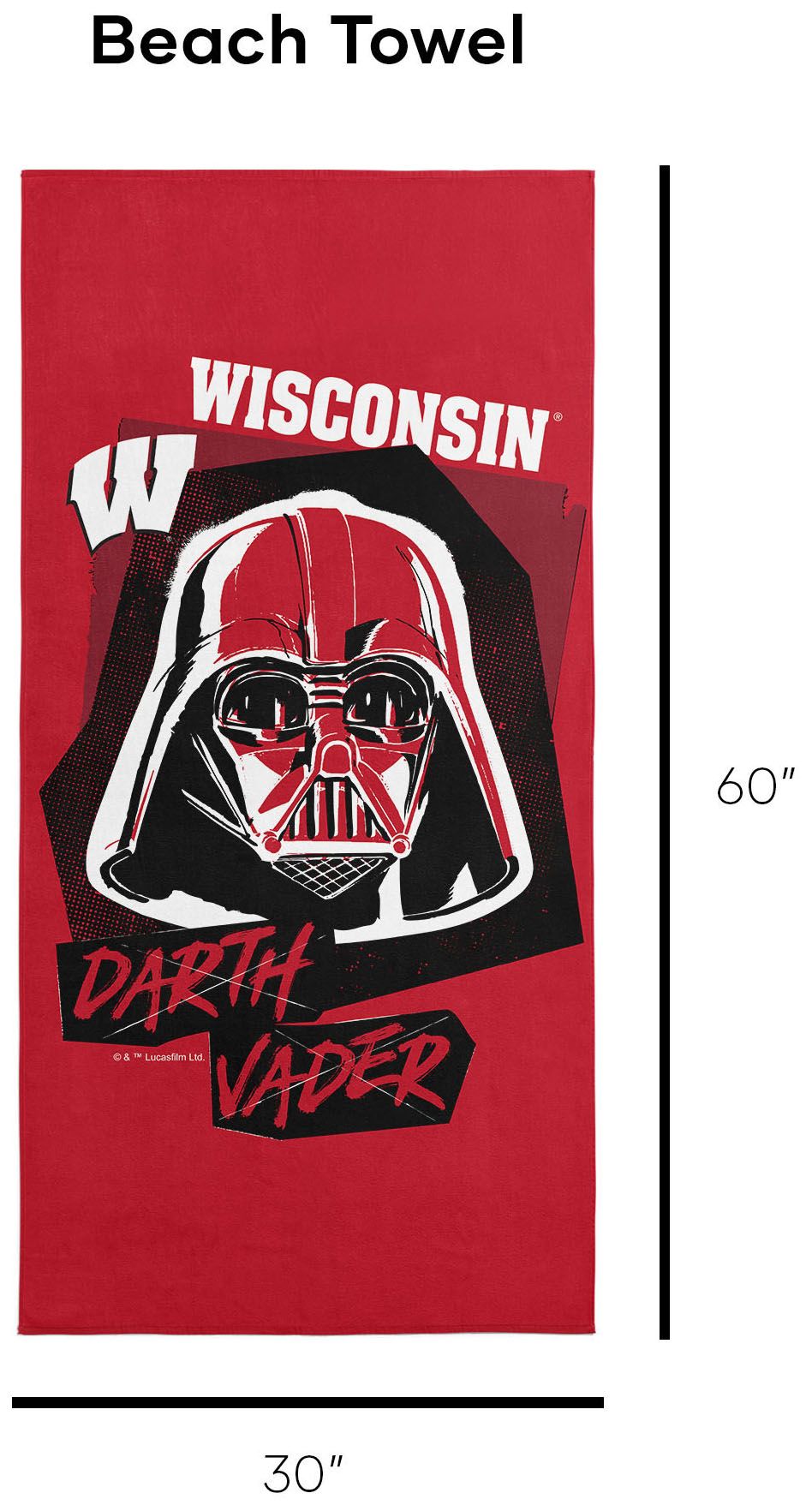 TheNorthwest Wisconsin Badgers Darth Vader Beach Towel product image