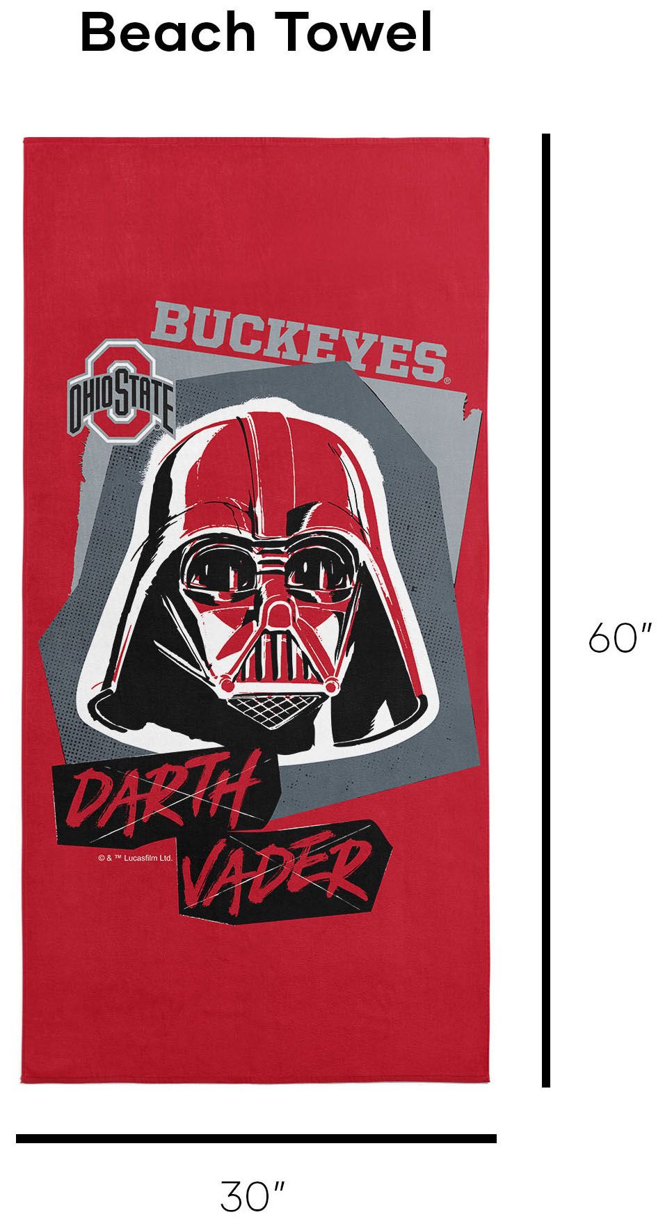 TheNorthwest Ohio State Buckeyes Darth Vader Beach Towel product image