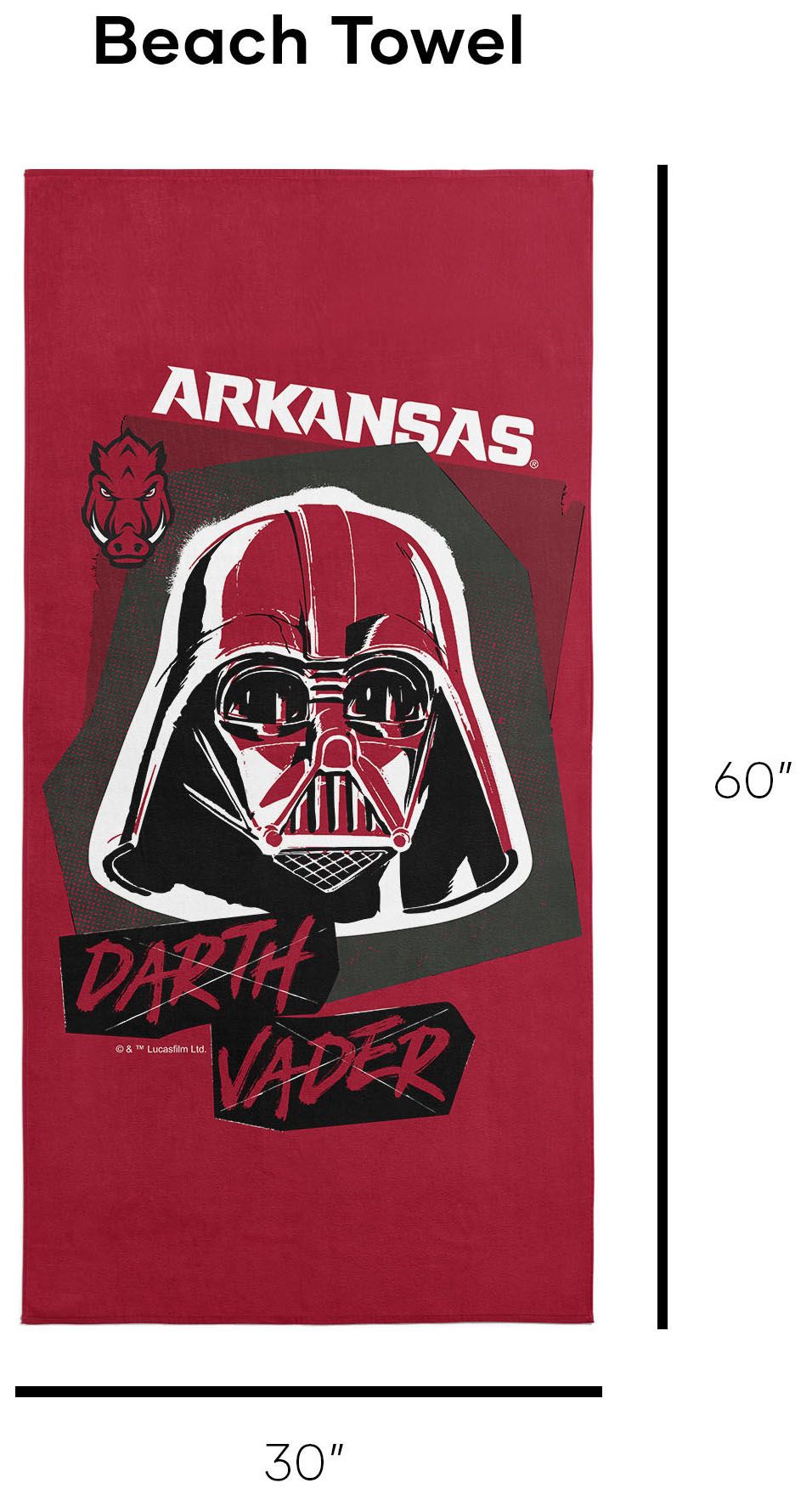 TheNorthwest Arkansas Razorbacks Darth Vader Beach Towel product image