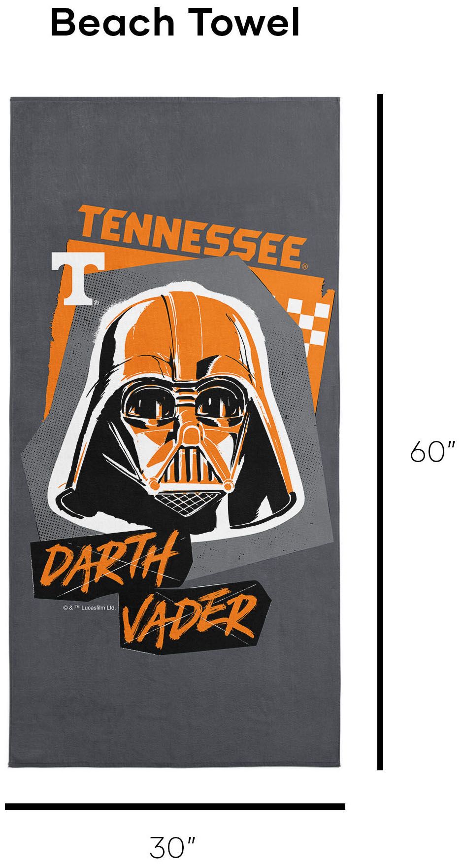 TheNorthwest Tennessee Volunteers Darth Vader Beach Towel product image