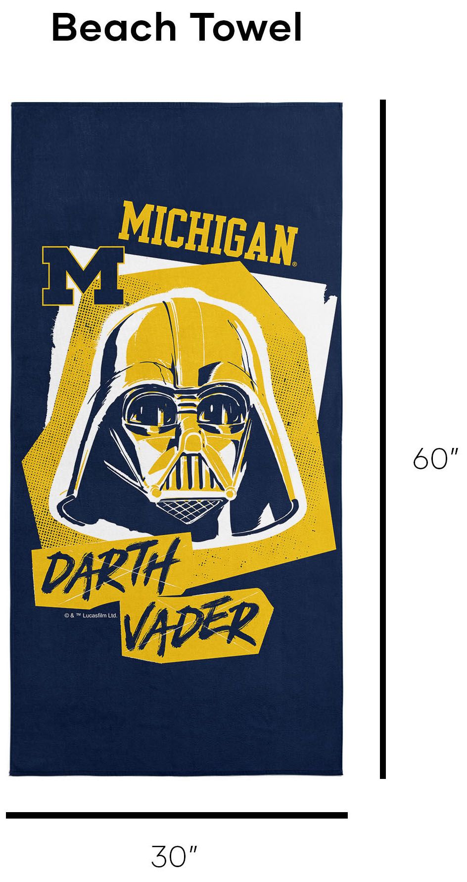 TheNorthwest Michigan Wolverines Darth Vader Beach Towel product image
