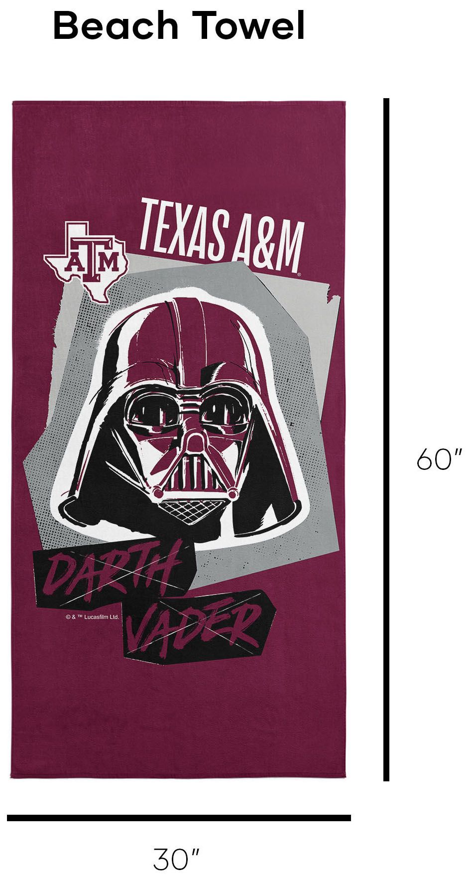 TheNorthwest Texas A&M Aggies Darth Vader Beach Towel product image