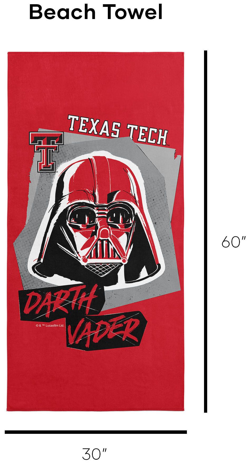 TheNorthwest Texas Tech Red Raiders Darth Vader Beach Towel product image