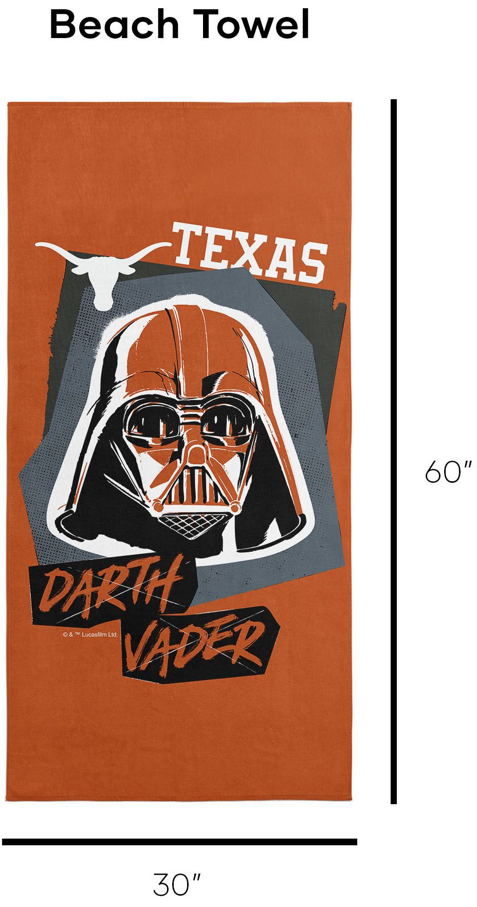 TheNorthwest Texas Longhorns Darth Vader Beach Towel product image