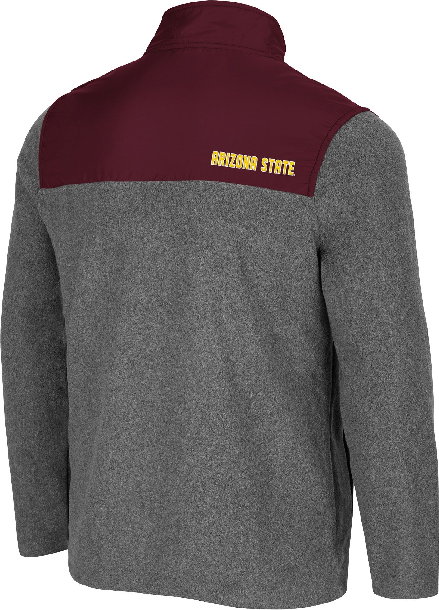 Colosseum Men's Arizona State Sun Devils Grey Huff Quarter-Snap Pullover Jacket product image