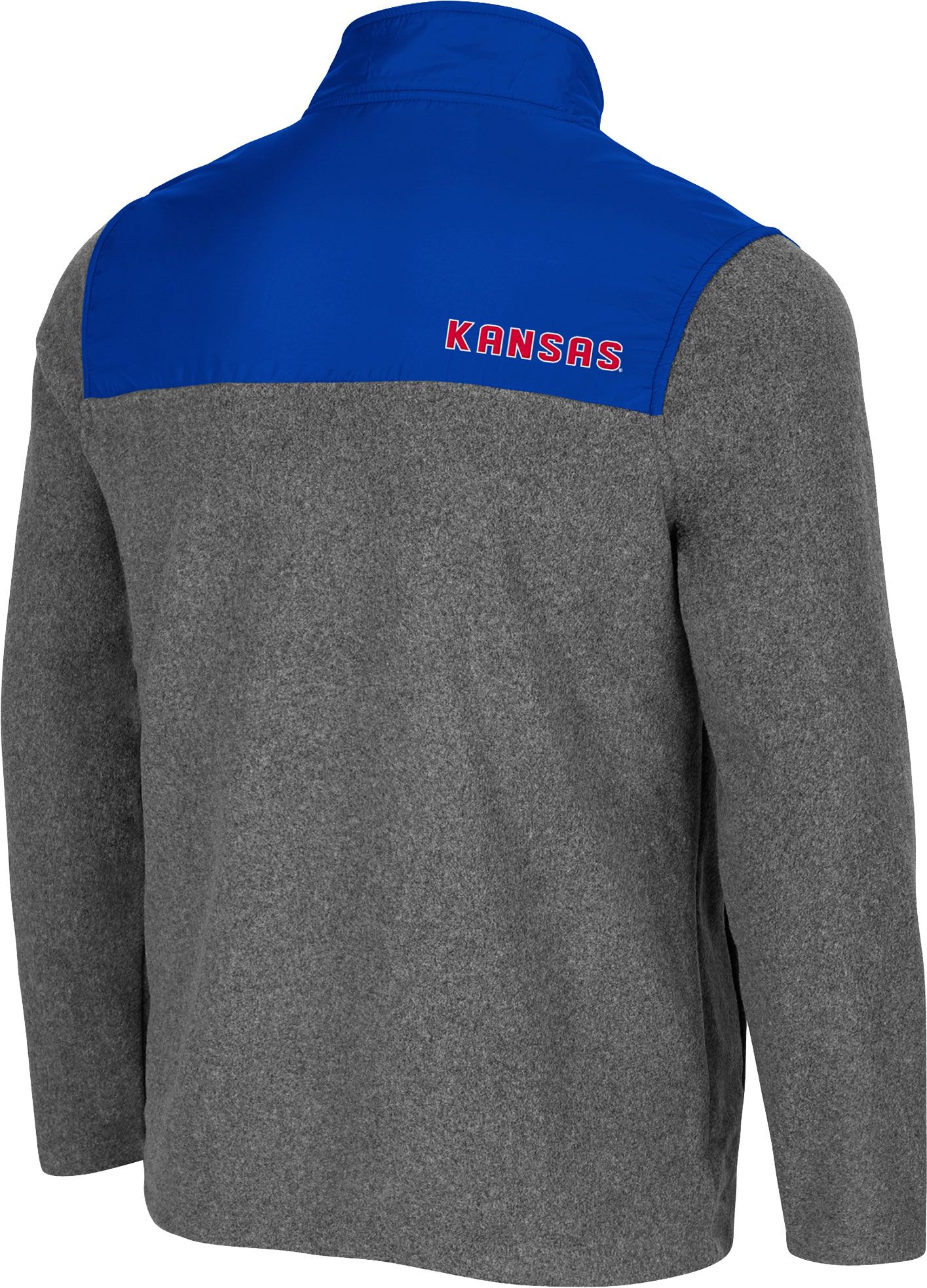 Colosseum Men's Kansas Jayhawks Grey Huff Quarter-Snap Pullover Jacket product image