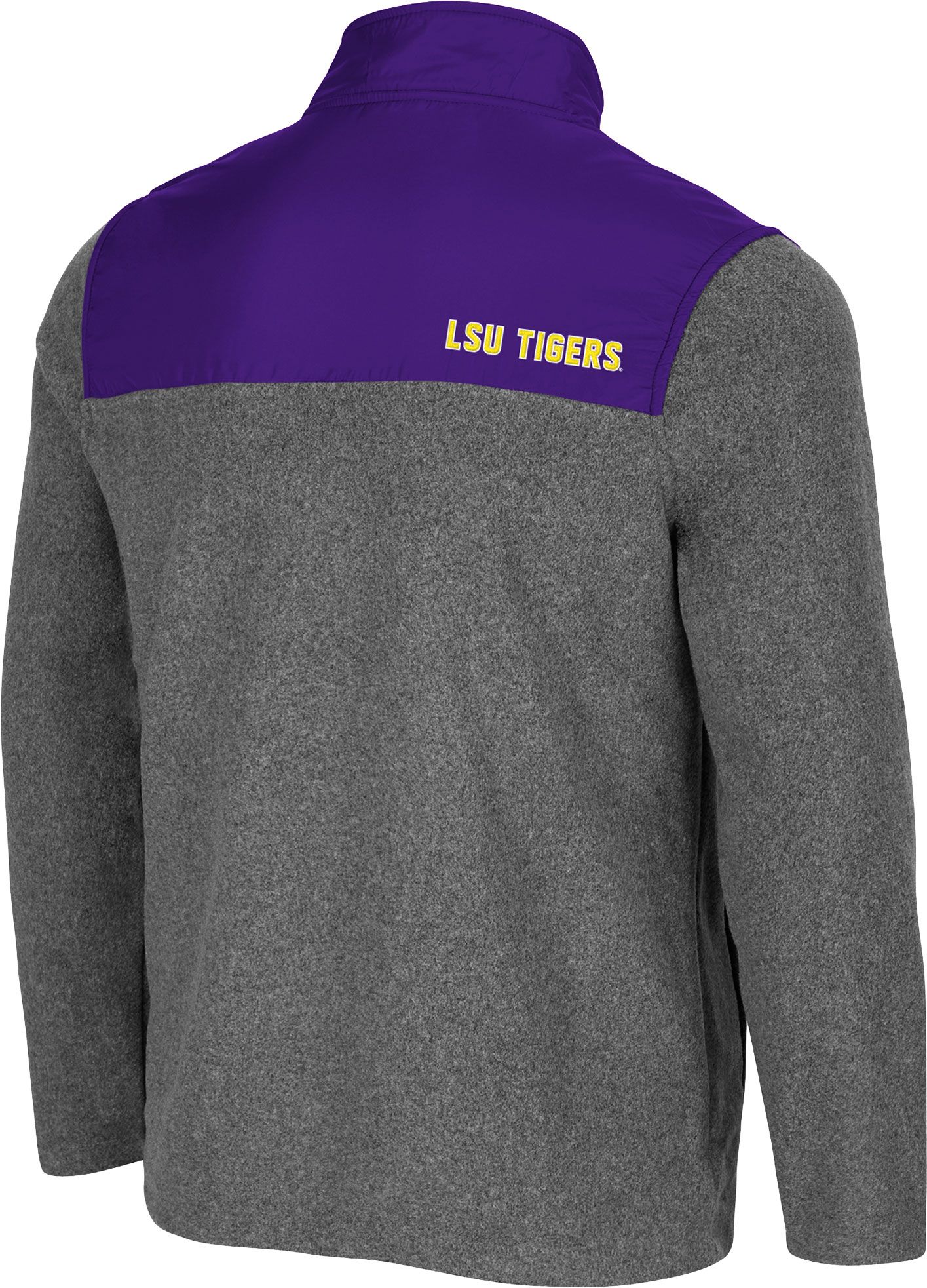 Colosseum Men's LSU Tigers Grey Huff Quarter-Snap Pullover Jacket product image