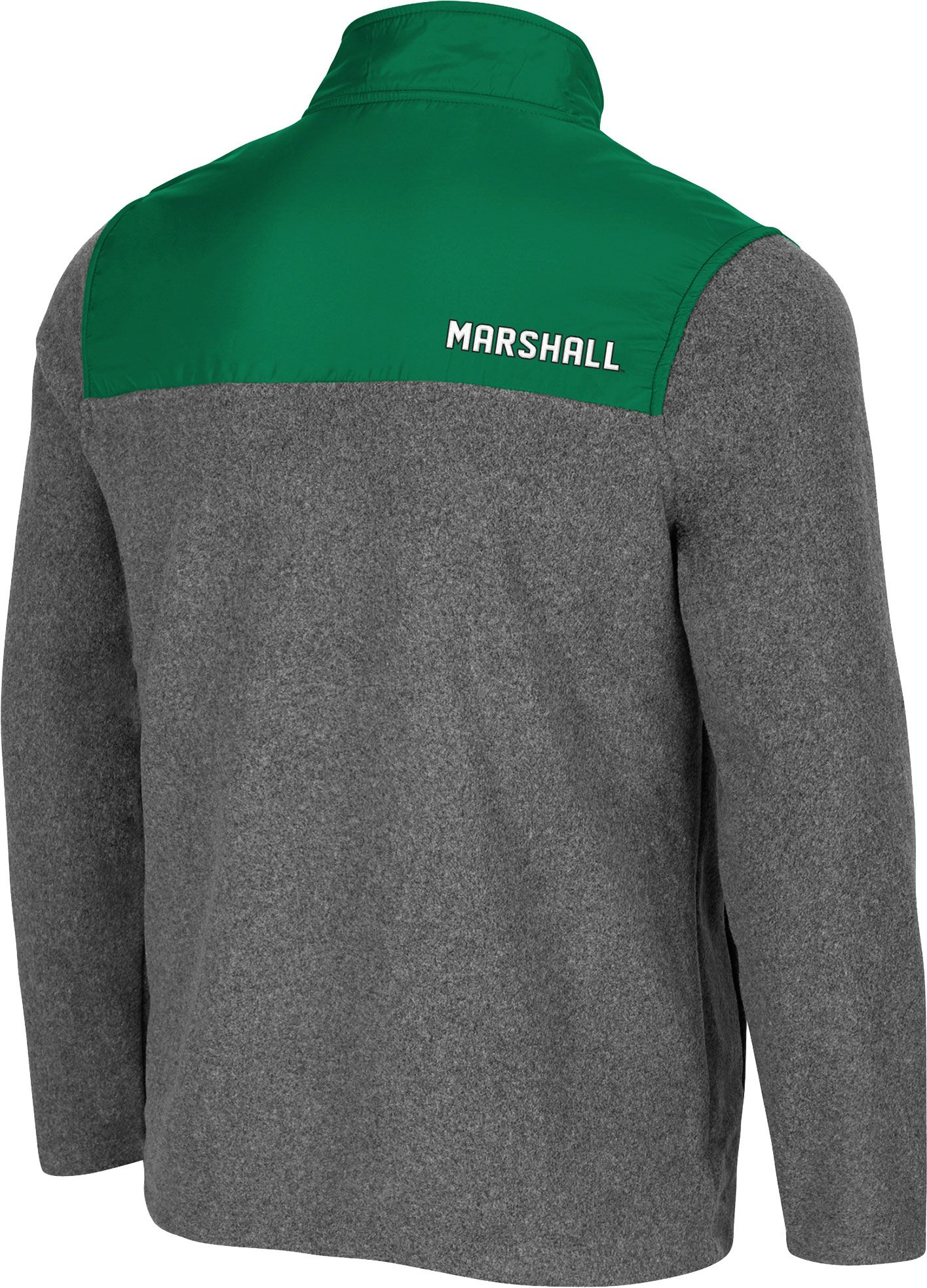 Colosseum Men's Marshall Thundering Herd Grey Huff Quarter-Snap Pullover Jacket product image