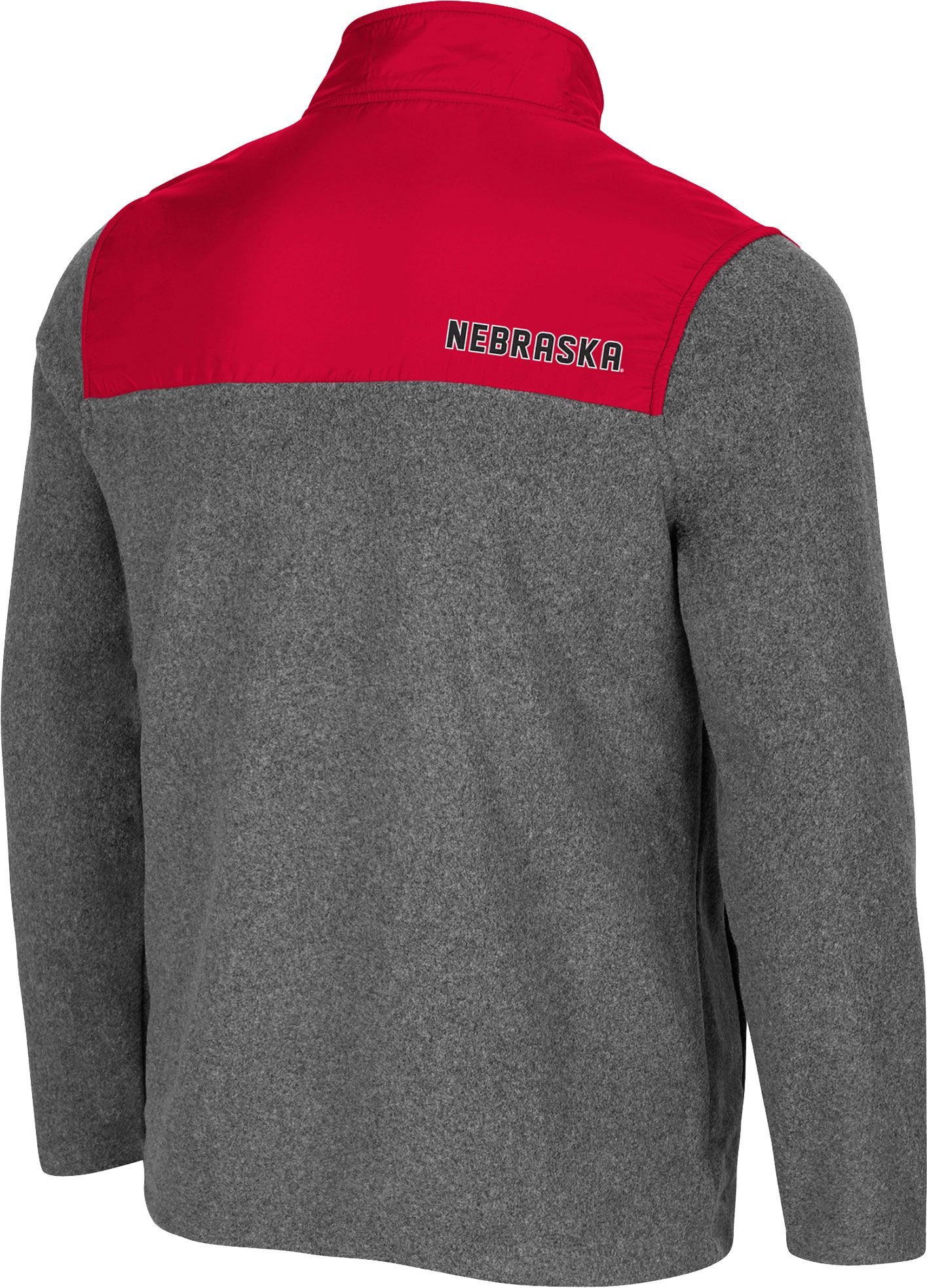 Colosseum Men's Nebraska Cornhuskers Grey Huff Quarter-Snap Pullover Jacket product image