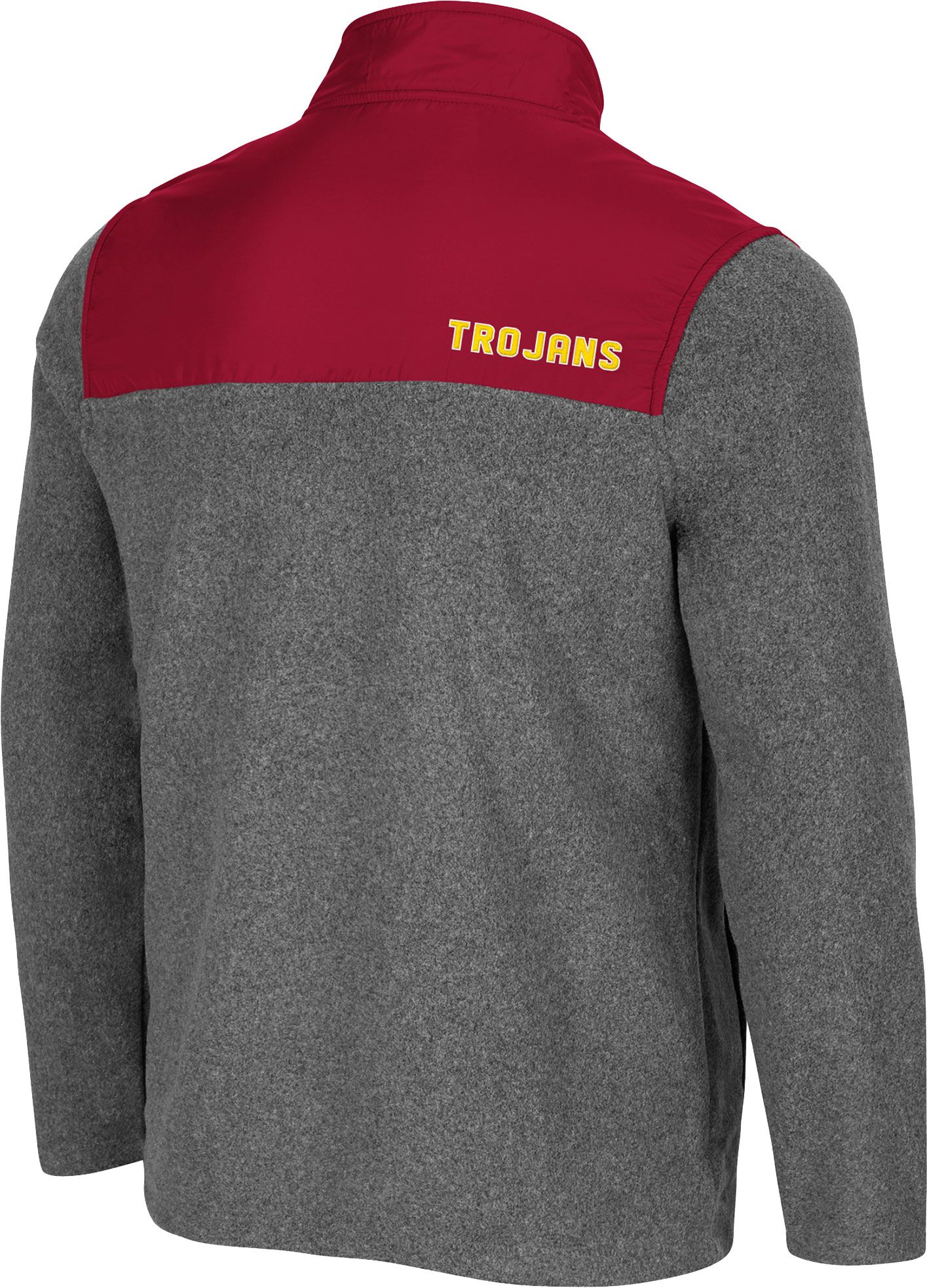 Colosseum Men's USC Trojans Grey Huff Quarter-Snap Pullover Jacket product image