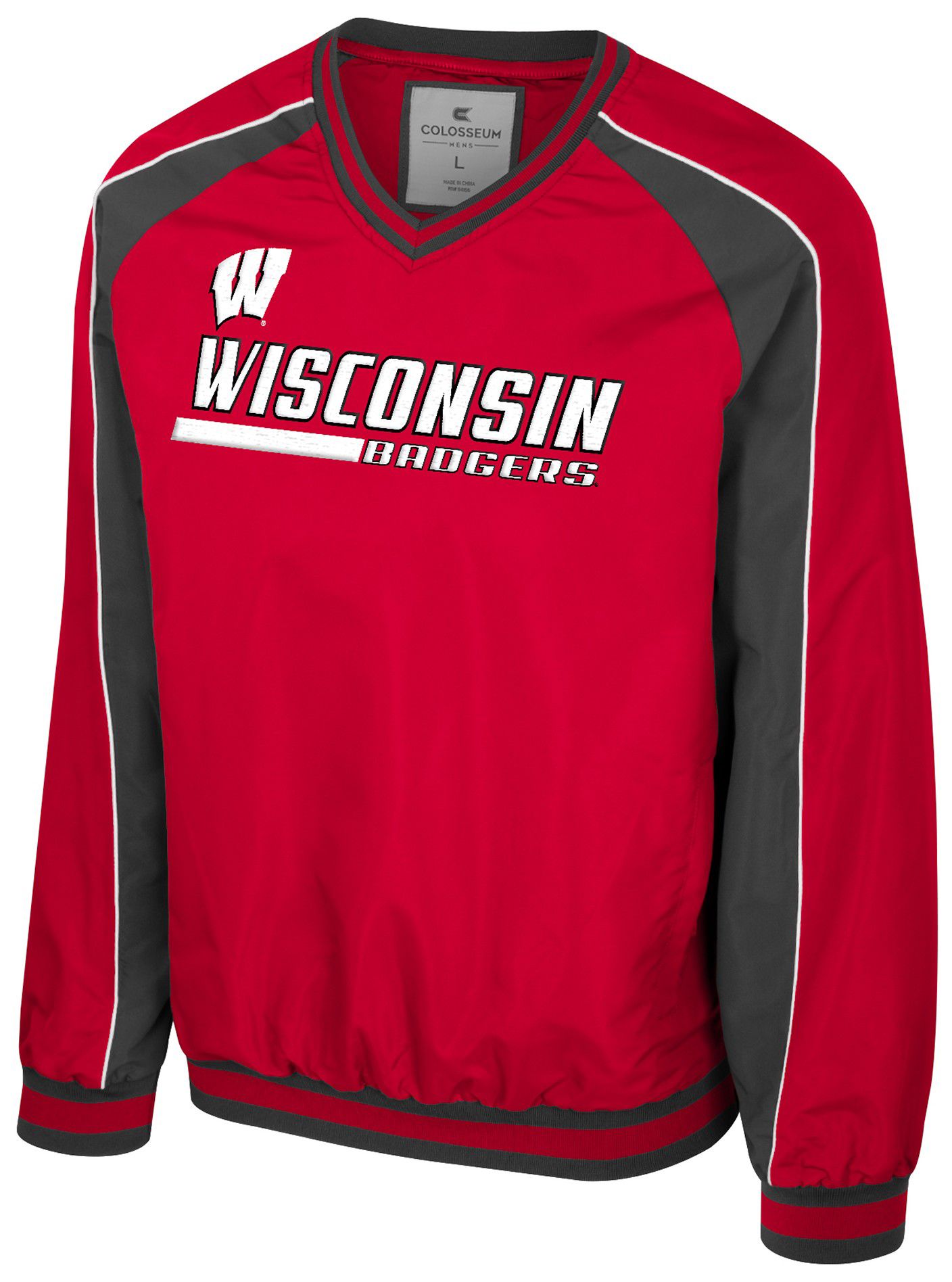 Colosseum Men's Wisconsin Badgers Red Goes America Coach Pullover