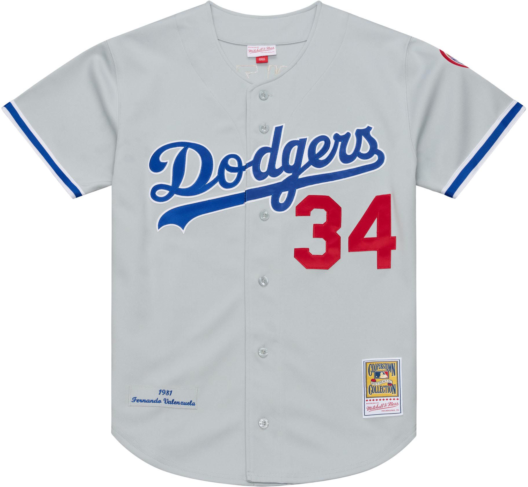 Mitchell & Ness Men's Los Angeles Dodgers Grey Fernando Valenzuela #34 Cooperstown Authentic Jersey product image